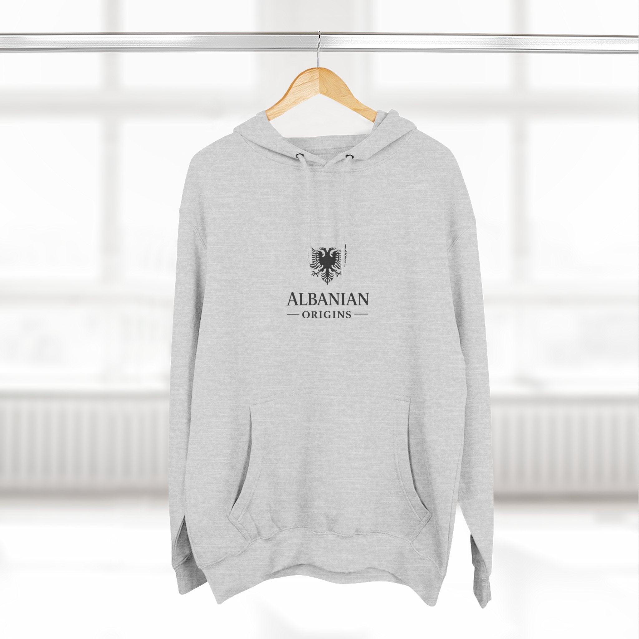 Three-Panel Fleece Hoodie - Albanian Origins Eagle