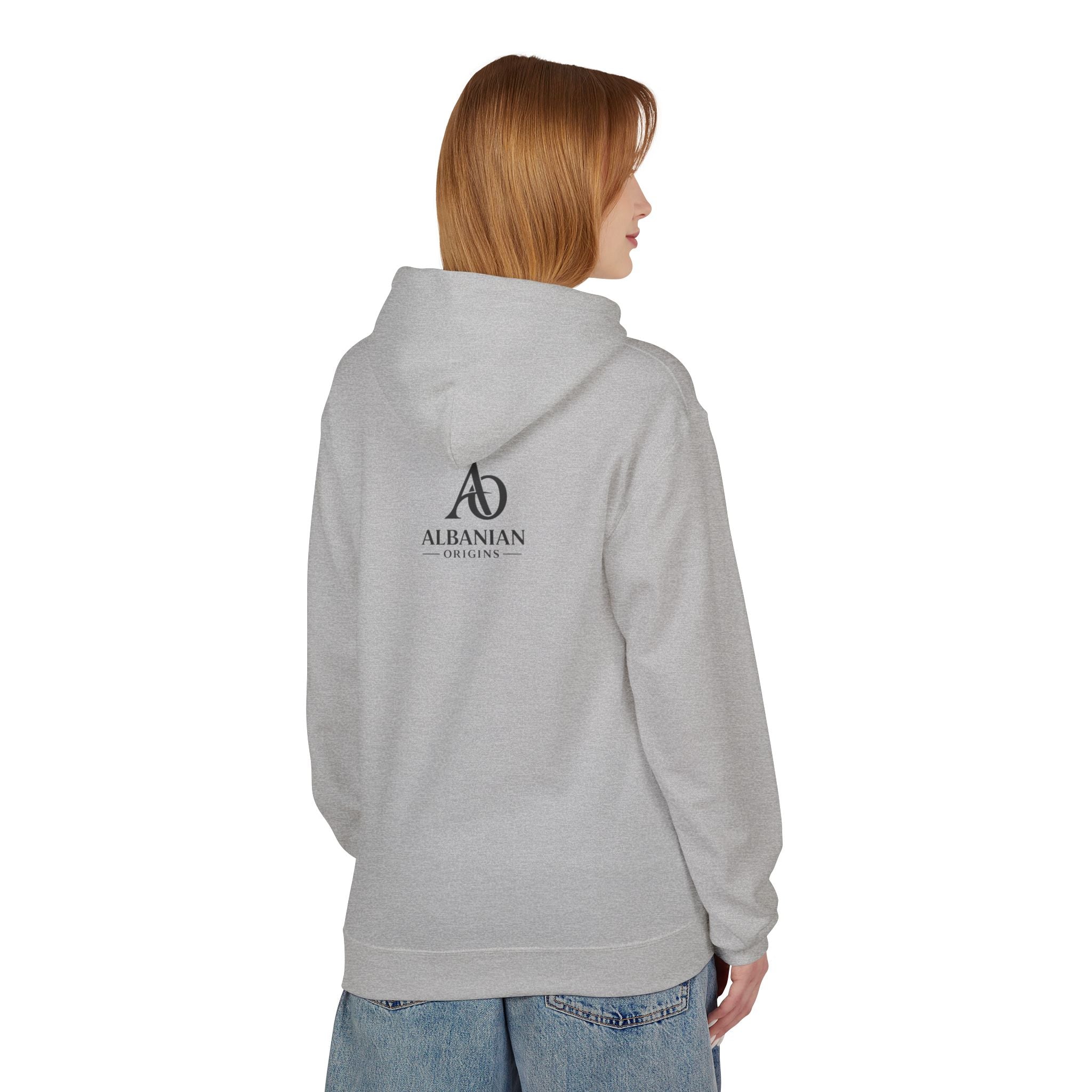 Unisex Midweight Softstyle Fleece Hoodie - Tribal Eagle Design - Albanian Origins