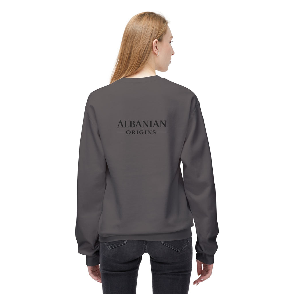 Unisex Midweight Softstyle Fleece Crewneck Sweatshirt - Tribal Eagle Design - Albanian Origins