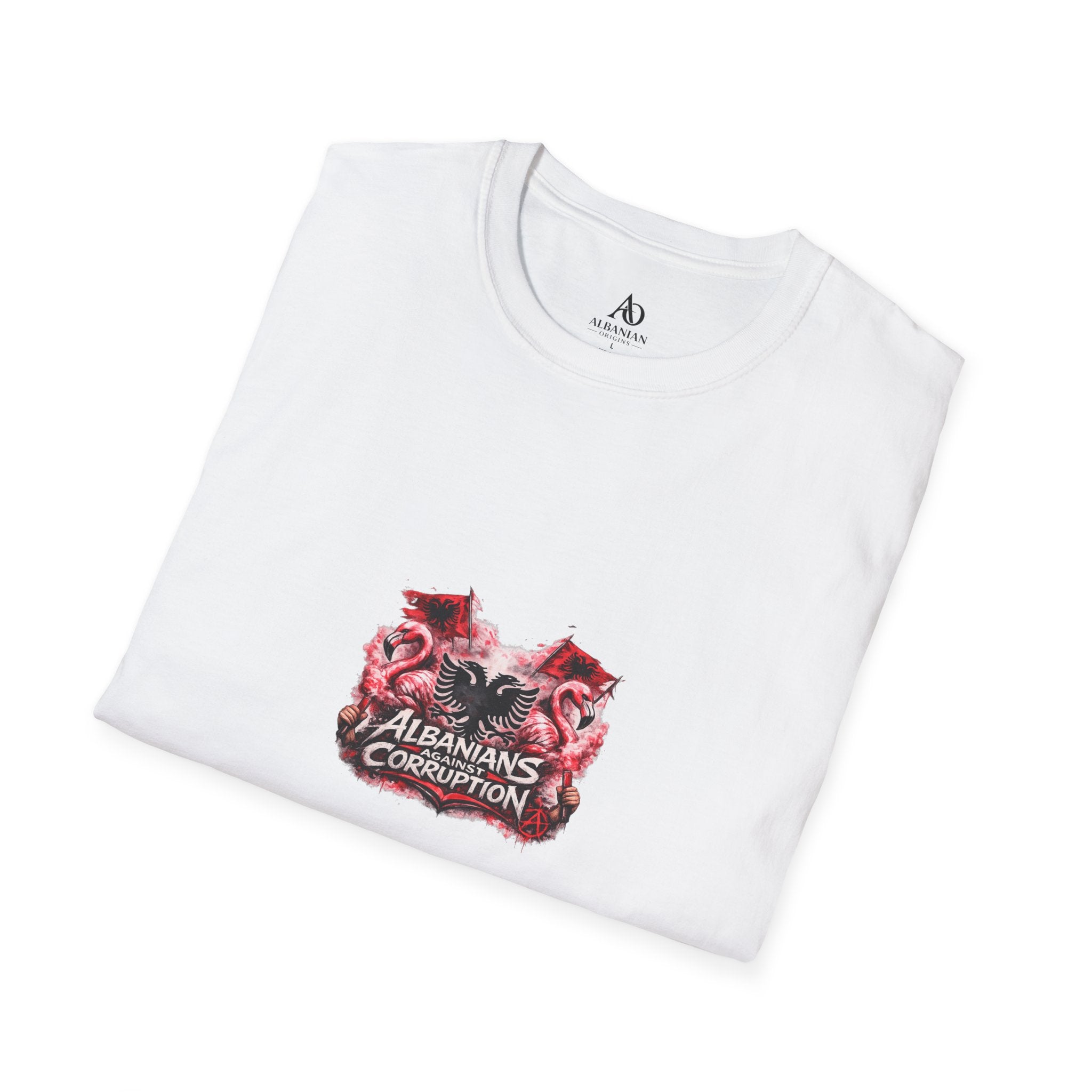 Unisex Softstyle T-Shirt - Albanians Against Corruption - Albanian Origins
