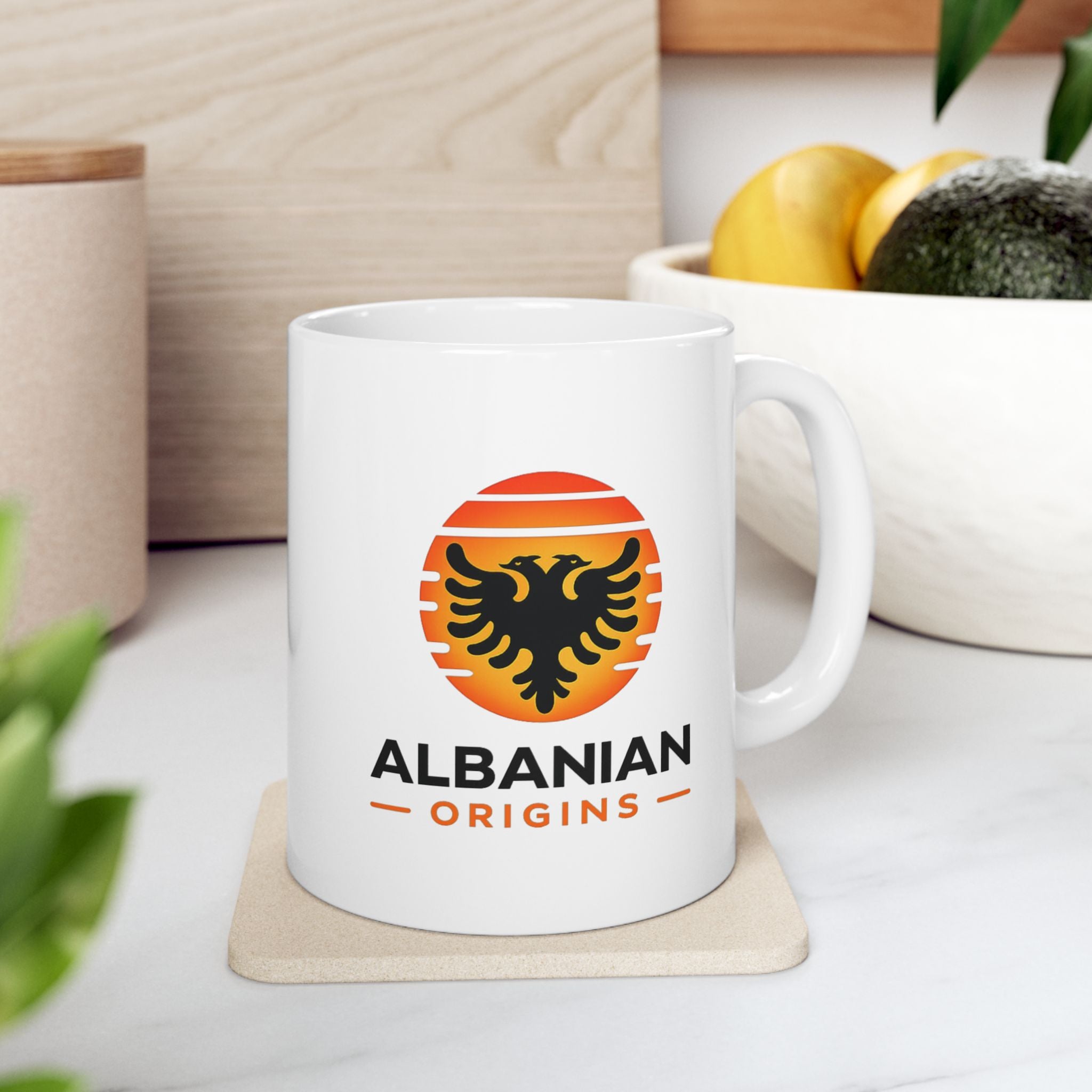 Ceramic Mug, (11oz, 15oz) - Albanian Origins Sun Logo