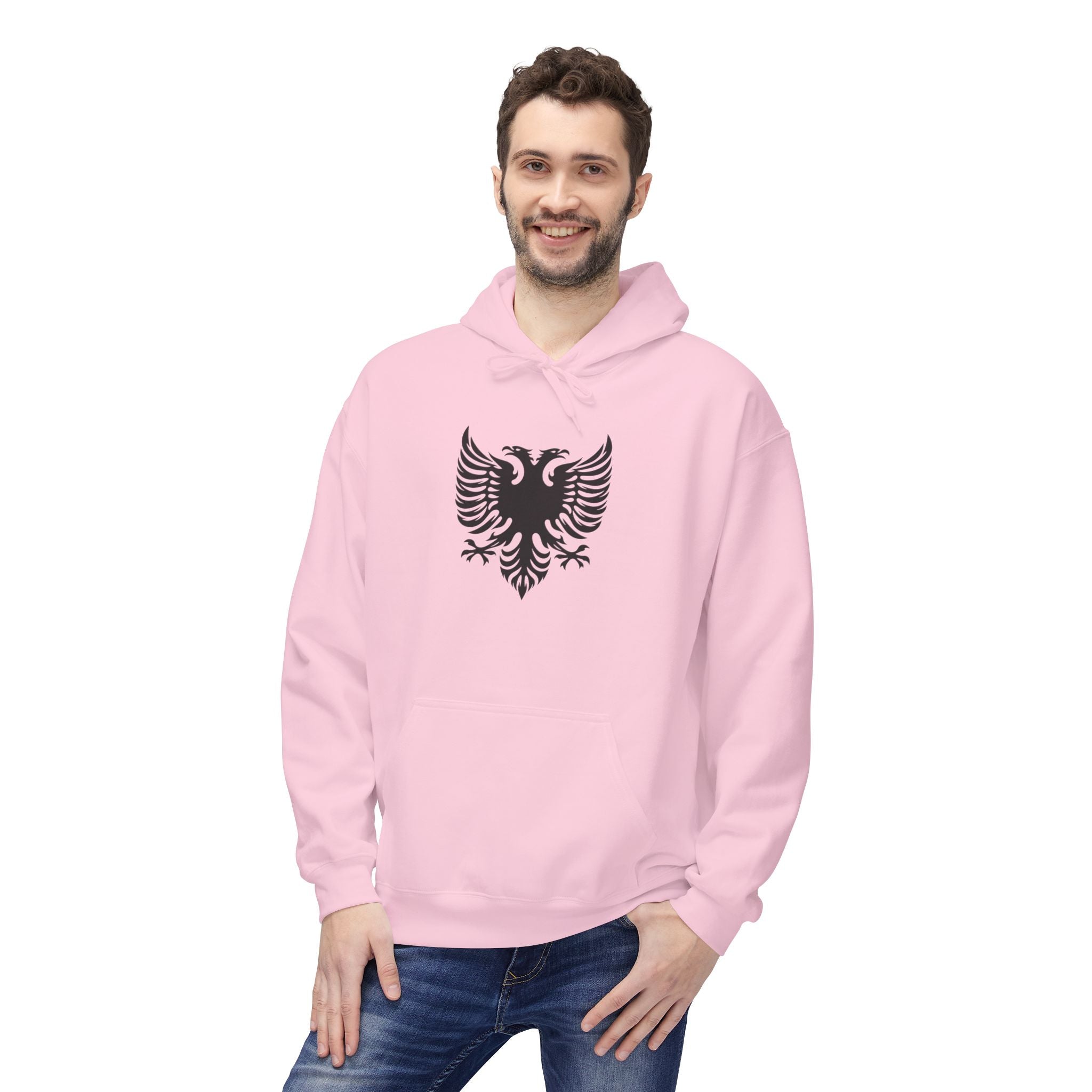 Unisex Midweight Softstyle Fleece Hoodie - Tribal Eagle Design - Albanian Origins