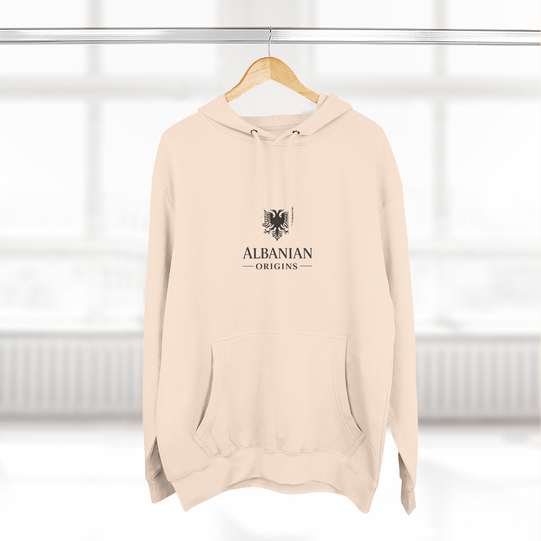 Three-Panel Fleece Hoodie - Albanian Origins Eagle
