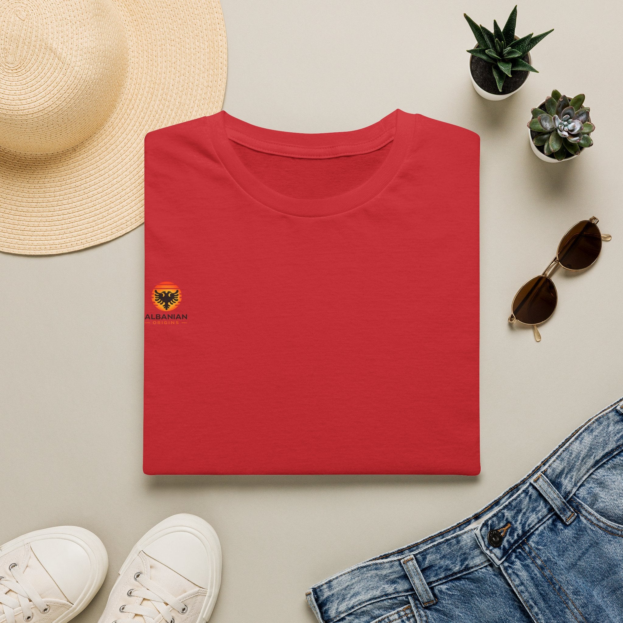Unisex Softstyle T-Shirt - Small Albanian Origins Sun Logo