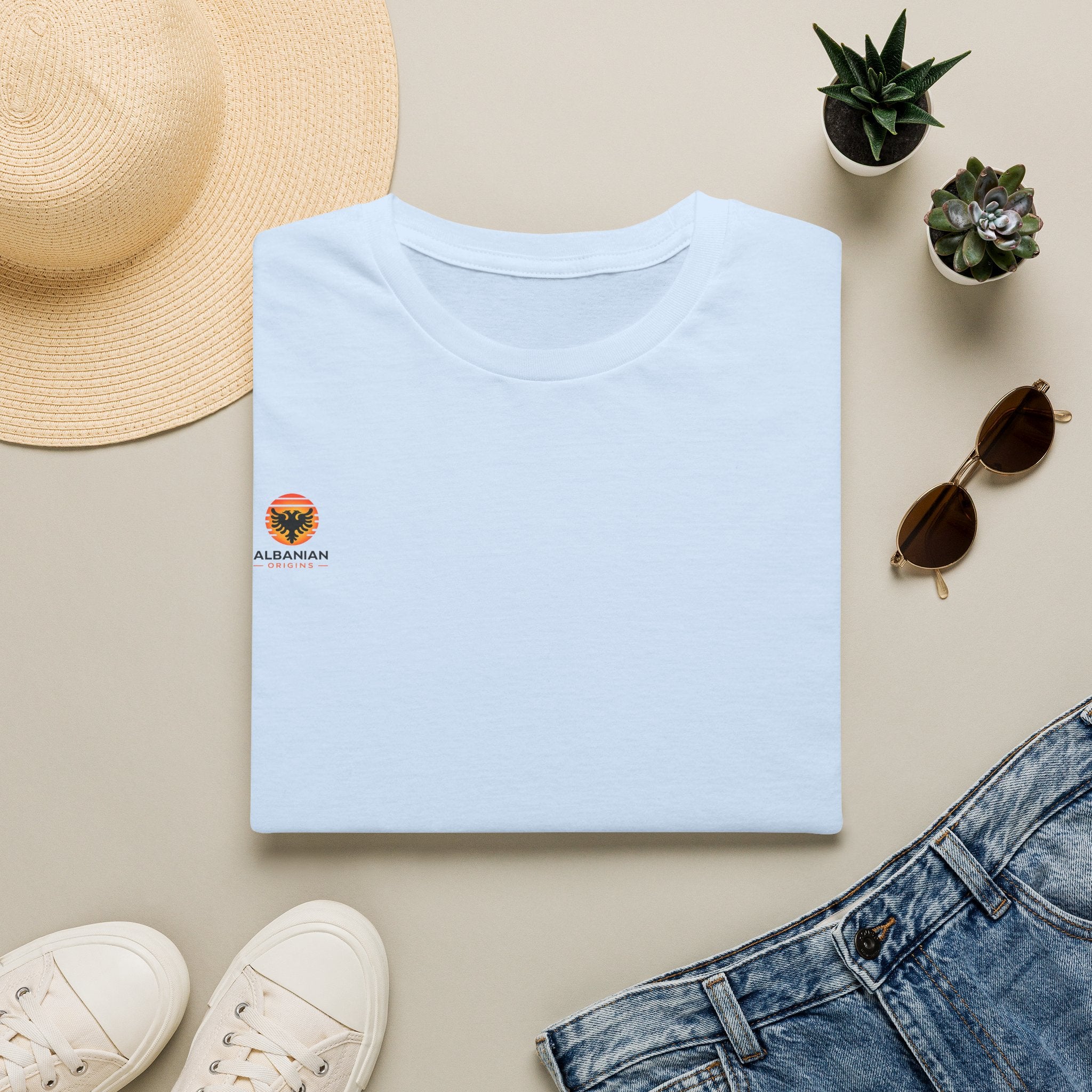 Unisex Softstyle T-Shirt - Small Albanian Origins Sun Logo