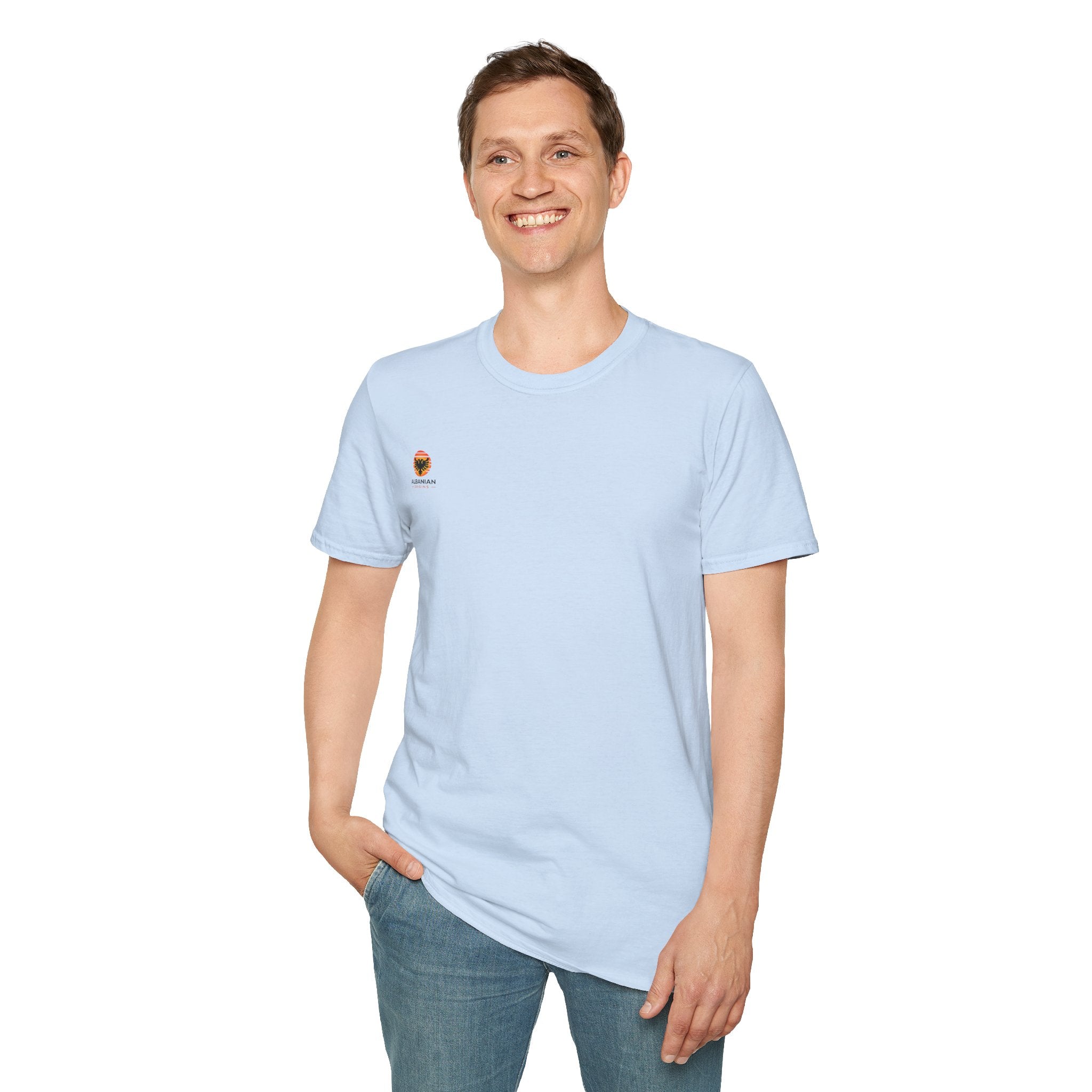 Unisex Softstyle T-Shirt - Small Albanian Origins Sun Logo