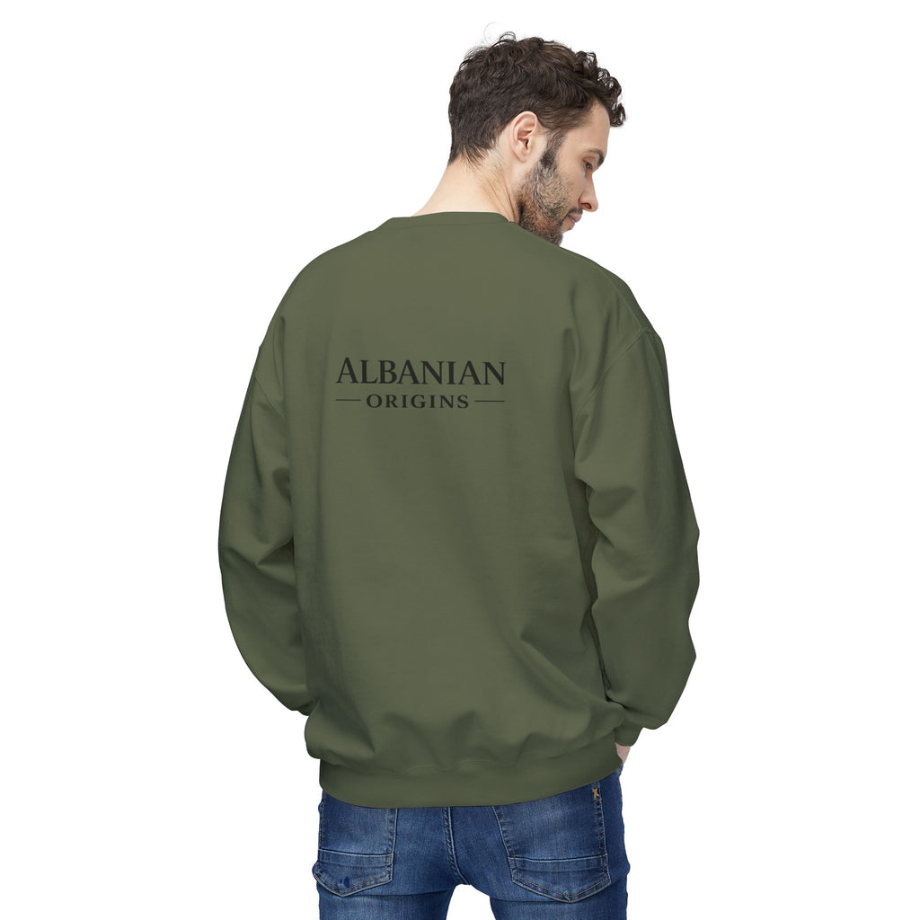 Unisex Midweight Softstyle Fleece Crewneck Sweatshirt - Tribal Eagle Design - Albanian Origins