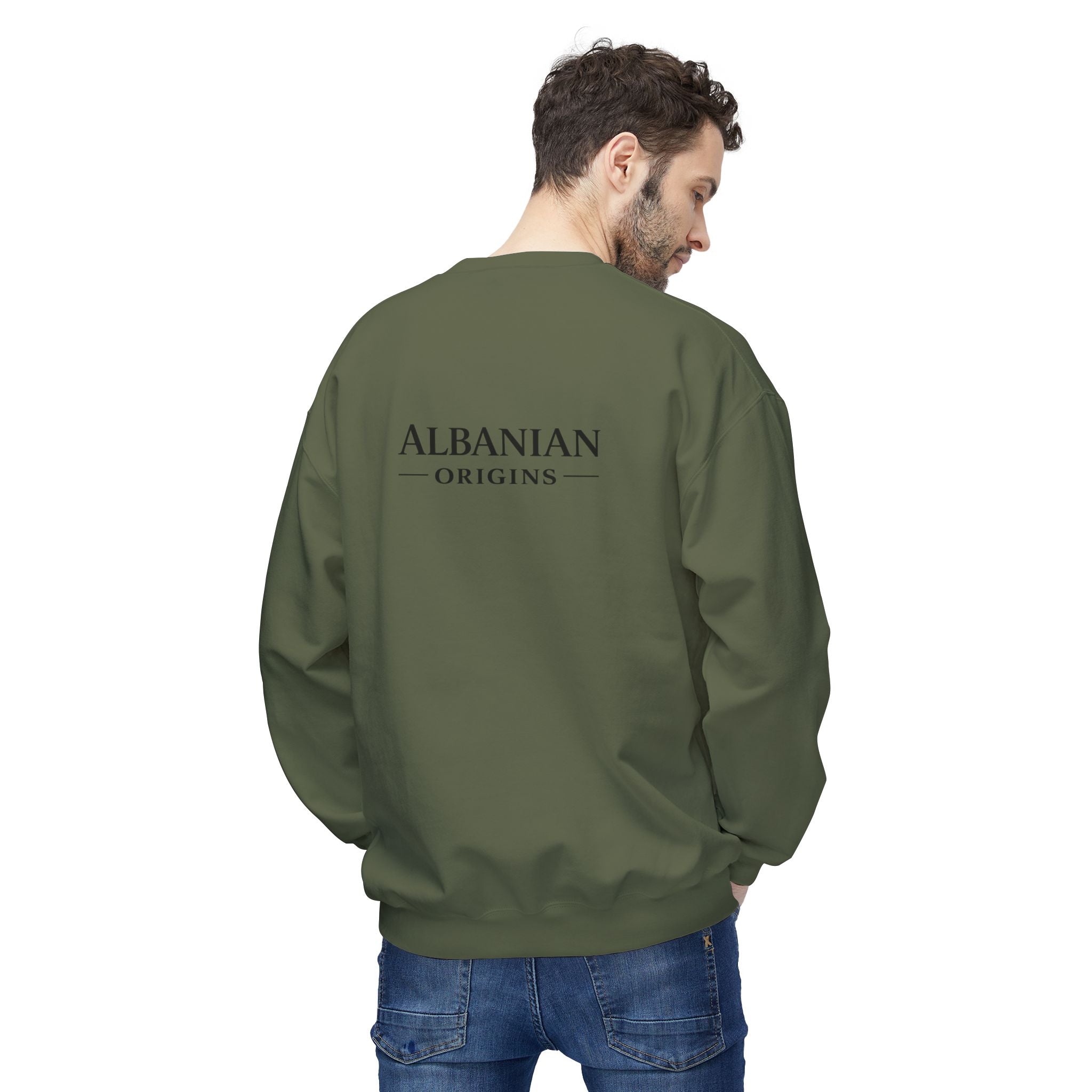 Unisex Midweight Softstyle Fleece Crewneck Sweatshirt - Tribal Eagle Design - Albanian Origins