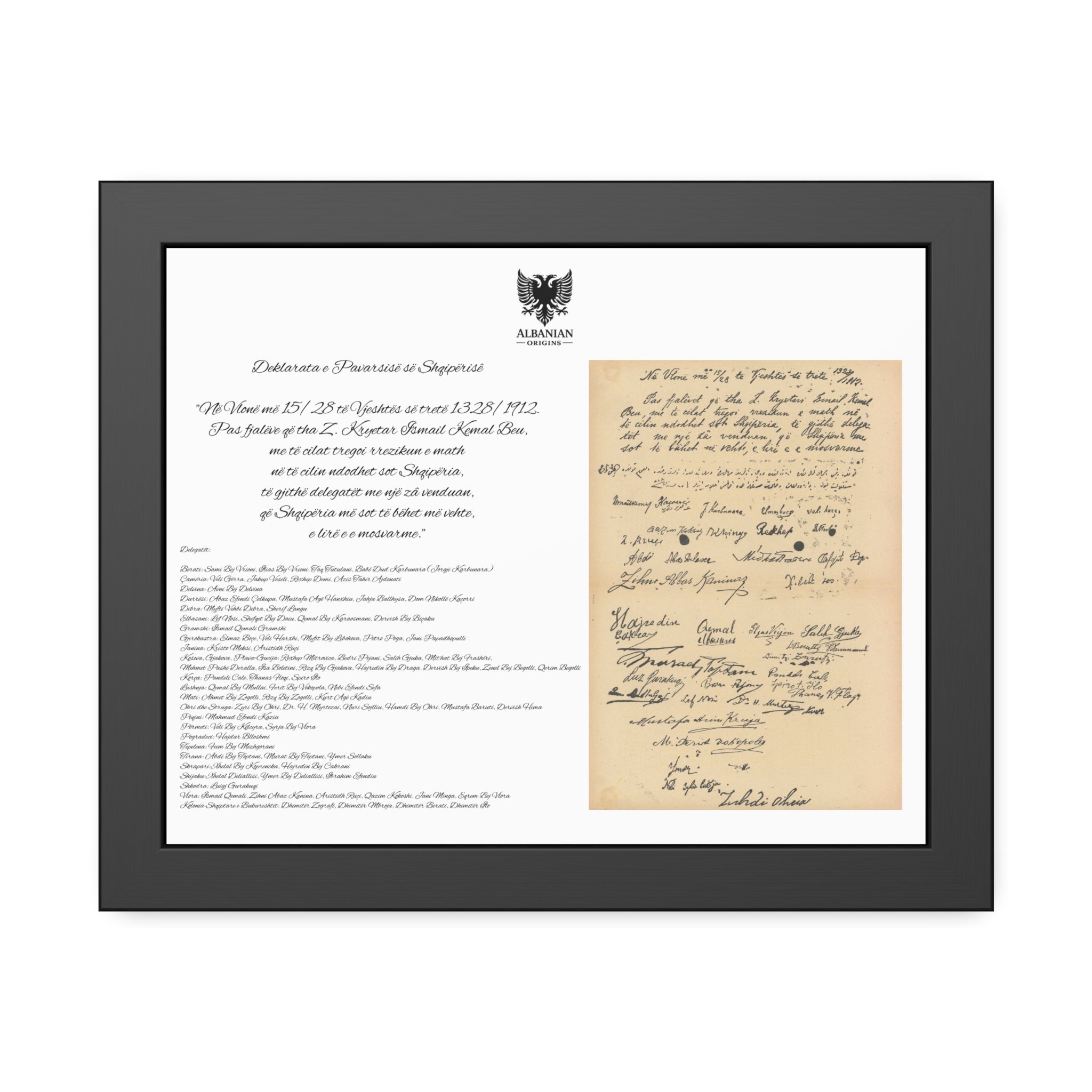 Albanian Origins - Deklarata e Pavarsise se Shqiperise - Framed Paper Posters