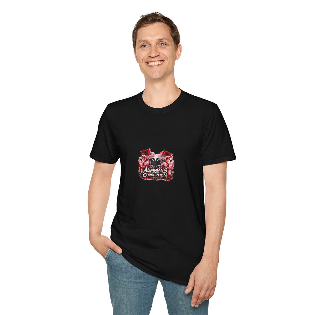 Unisex Softstyle T-Shirt - Albanians Against Corruption - Albanian Origins