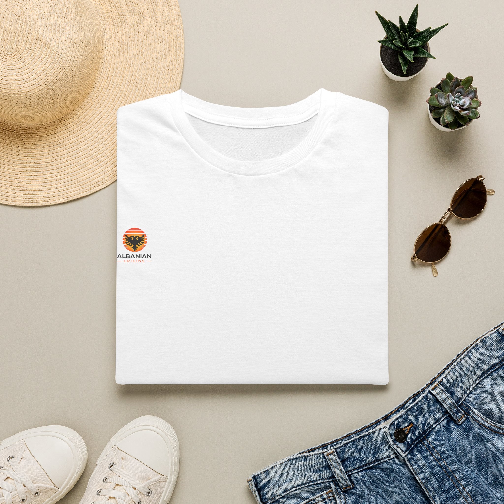 Unisex Softstyle T-Shirt - Small Albanian Origins Sun Logo