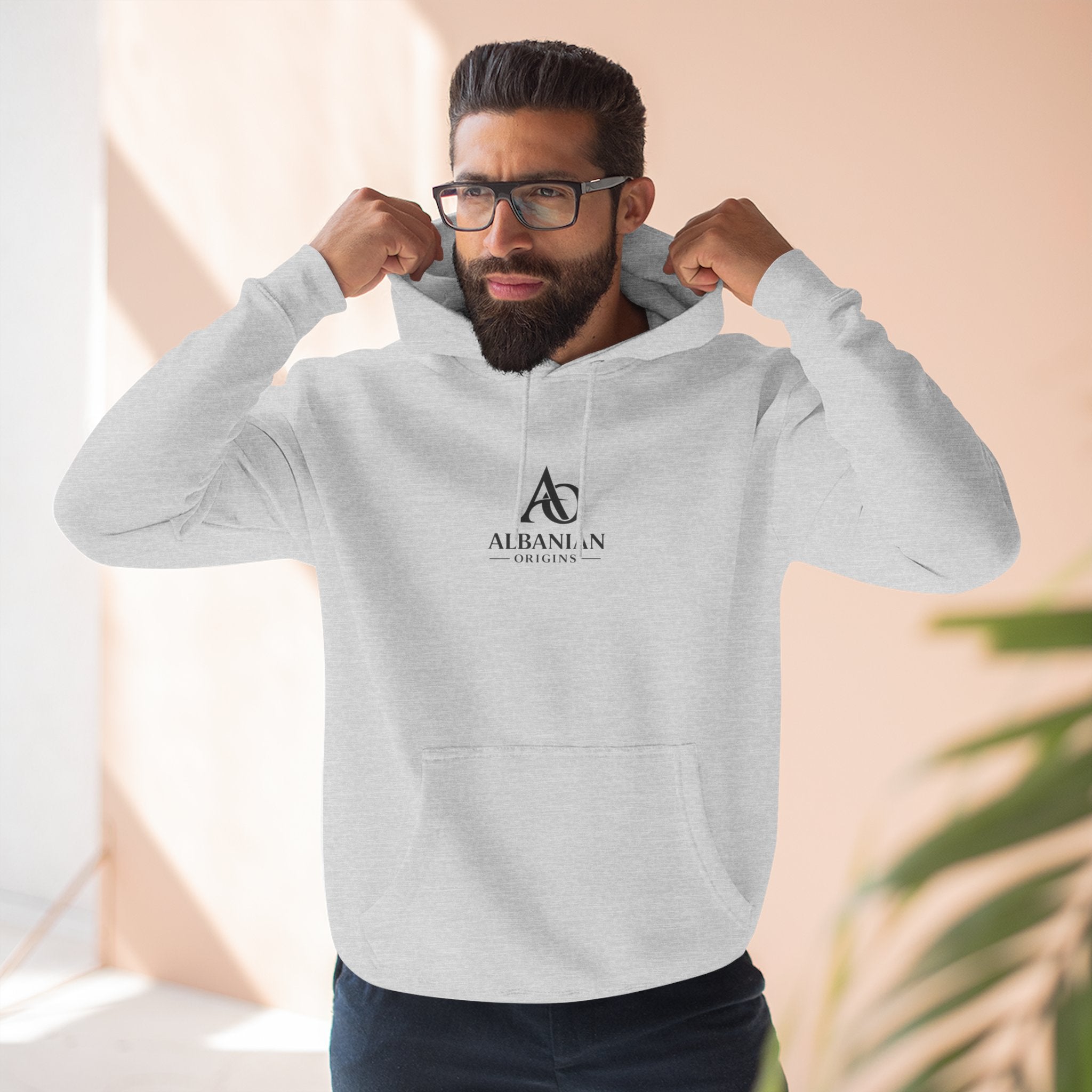 Three-Panel Fleece Hoodie - Albanian Origins Logo