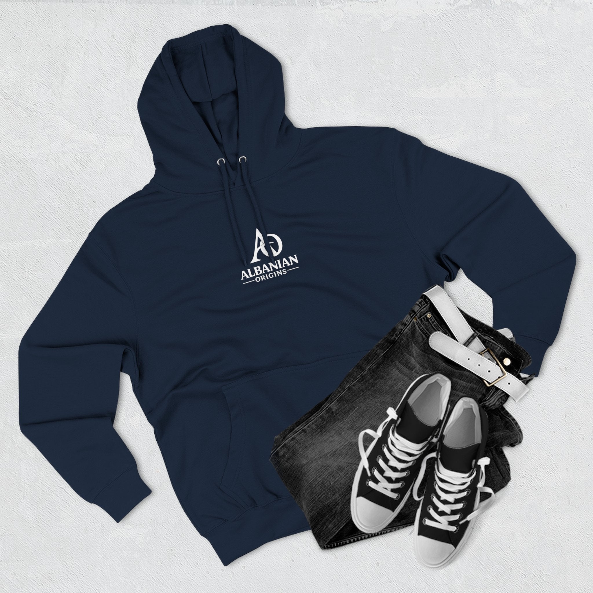 Three-Panel Fleece Hoodie - Albanian Origins Logo