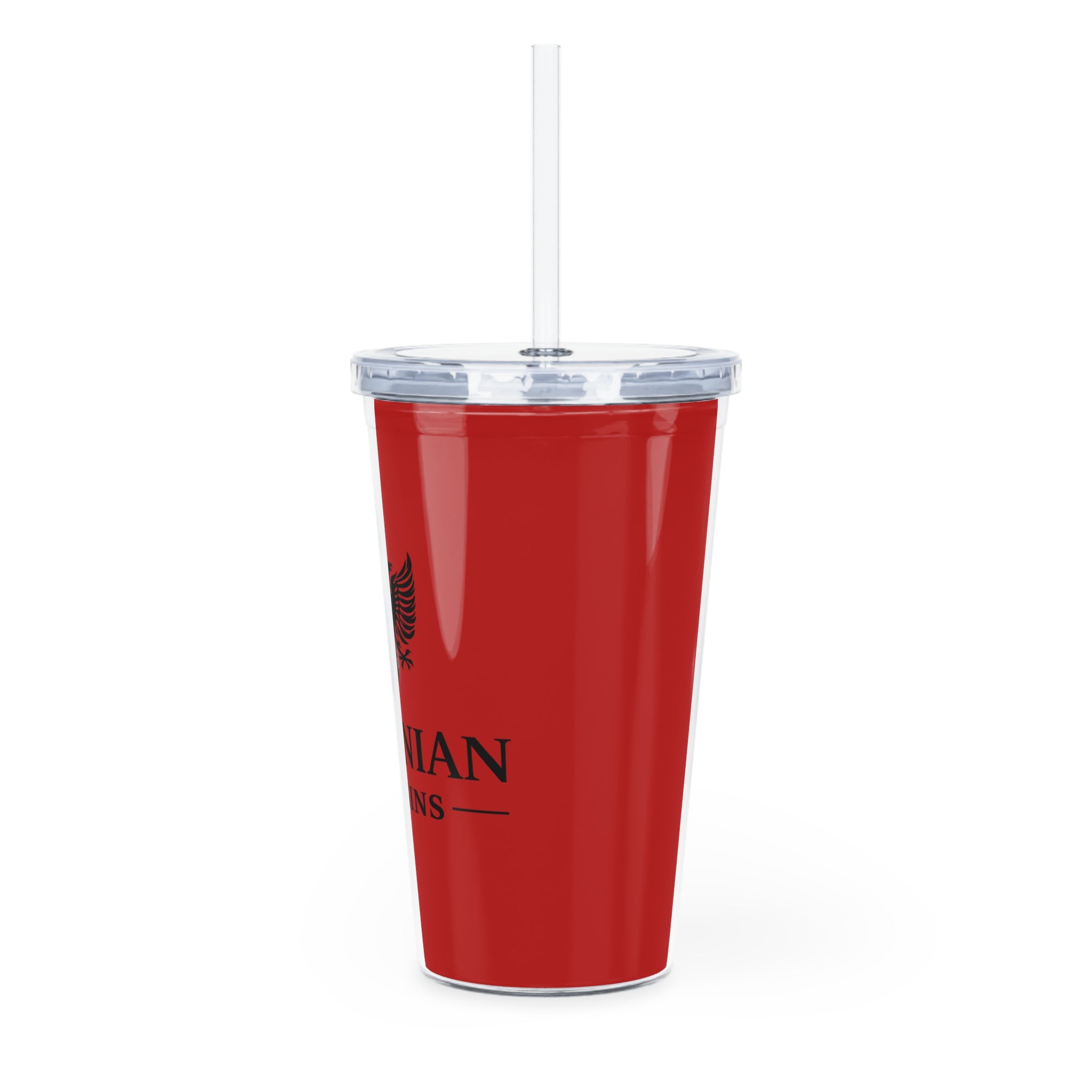 Plastic Tumbler with Straw - Albanian Origins Eagle Design