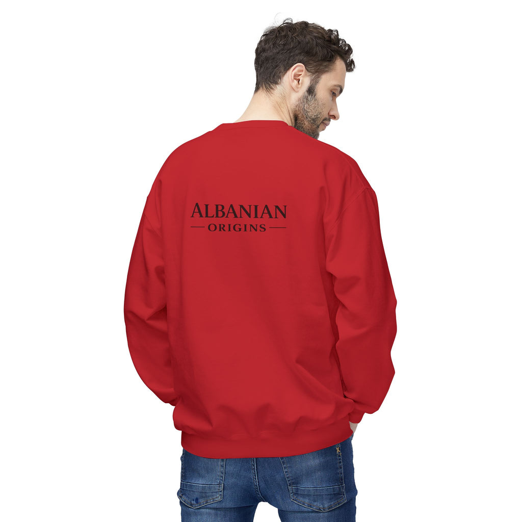 Unisex Midweight Softstyle Fleece Crewneck Sweatshirt - Tribal Eagle Design - Albanian Origins