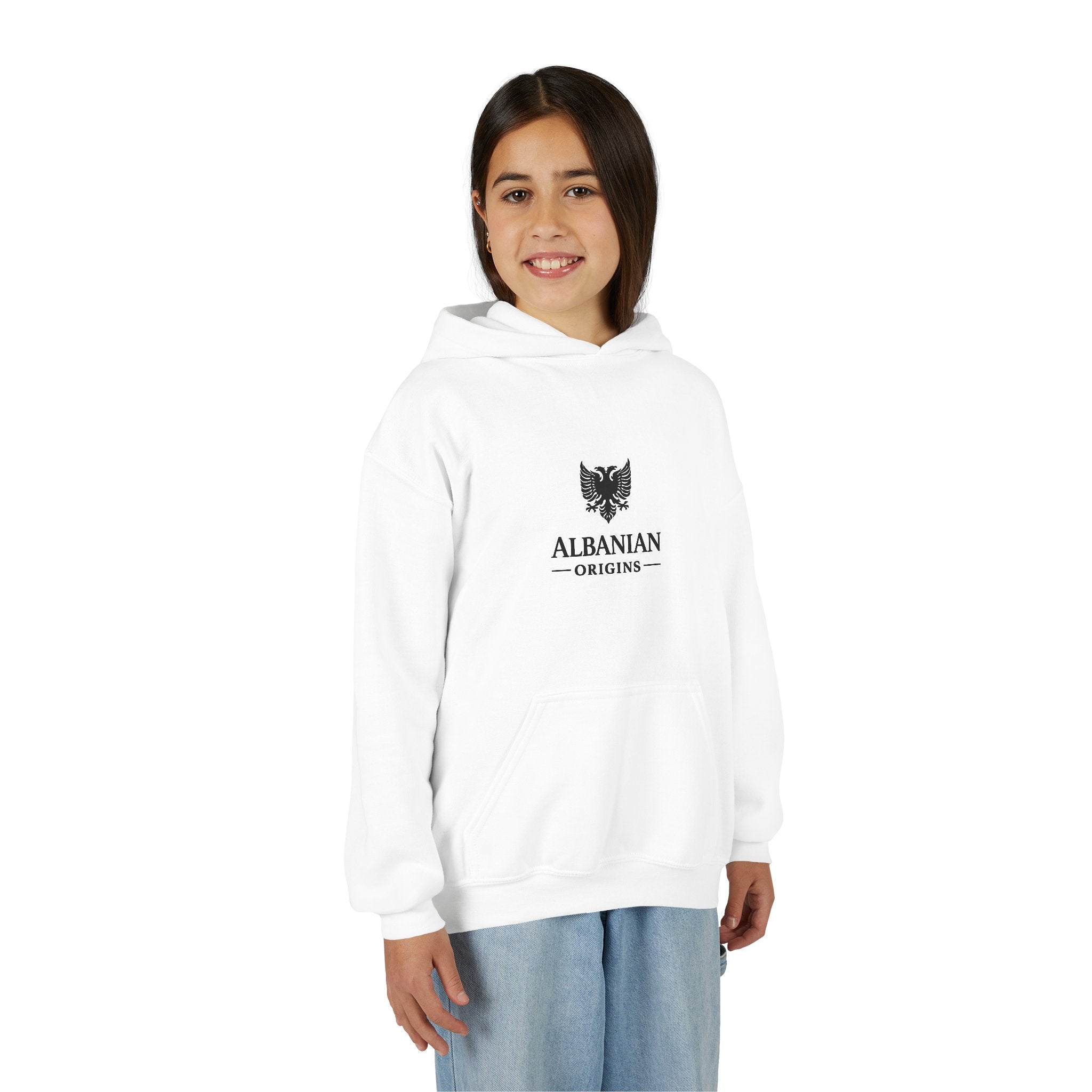 Youth Heavy Blend Hooded Sweatshirt - Albanian Origins Eagle