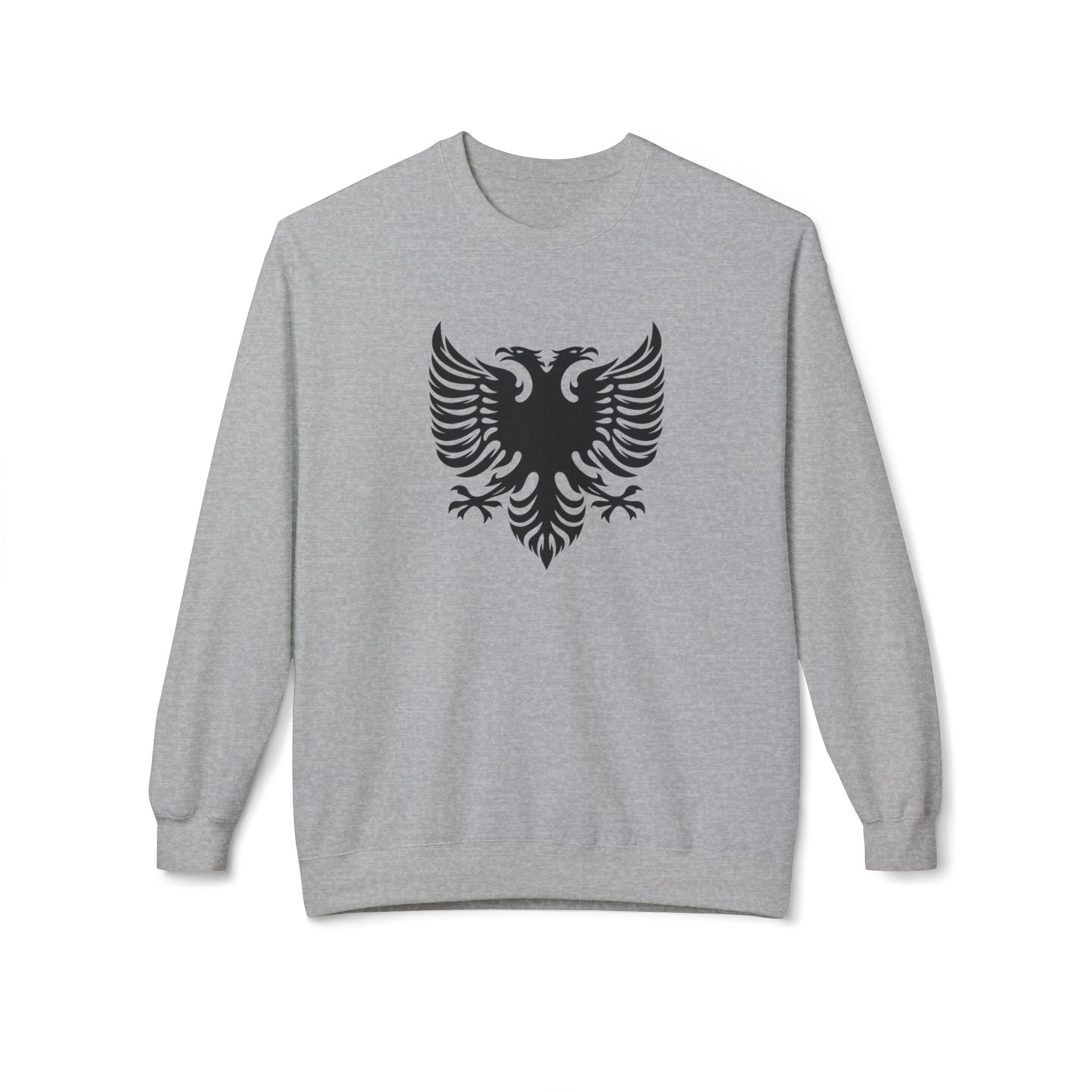 Unisex Midweight Softstyle Fleece Crewneck Sweatshirt - Tribal Eagle Design - Albanian Origins