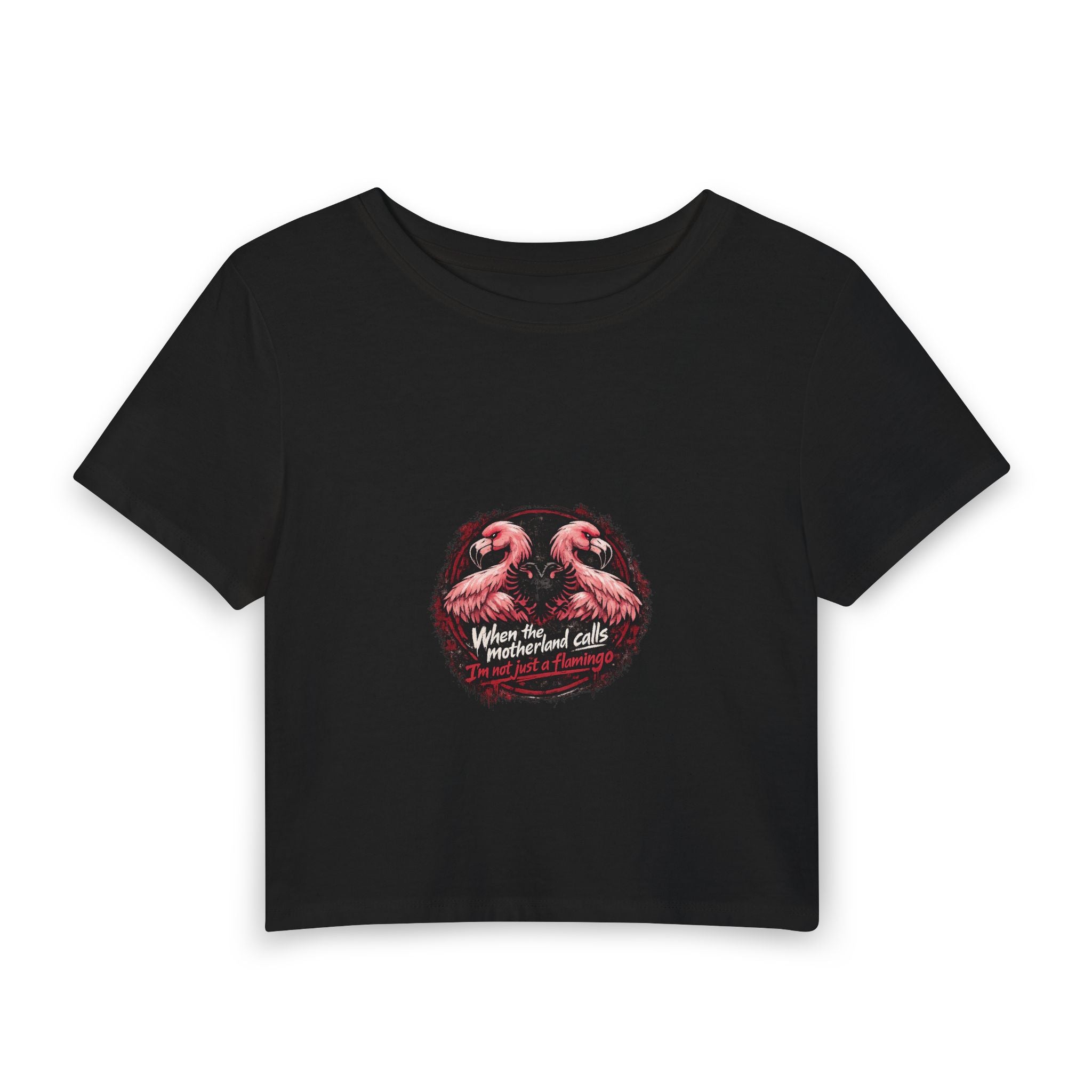 Women's Baby Tee -Flamingo Revolution - Albanian Origins