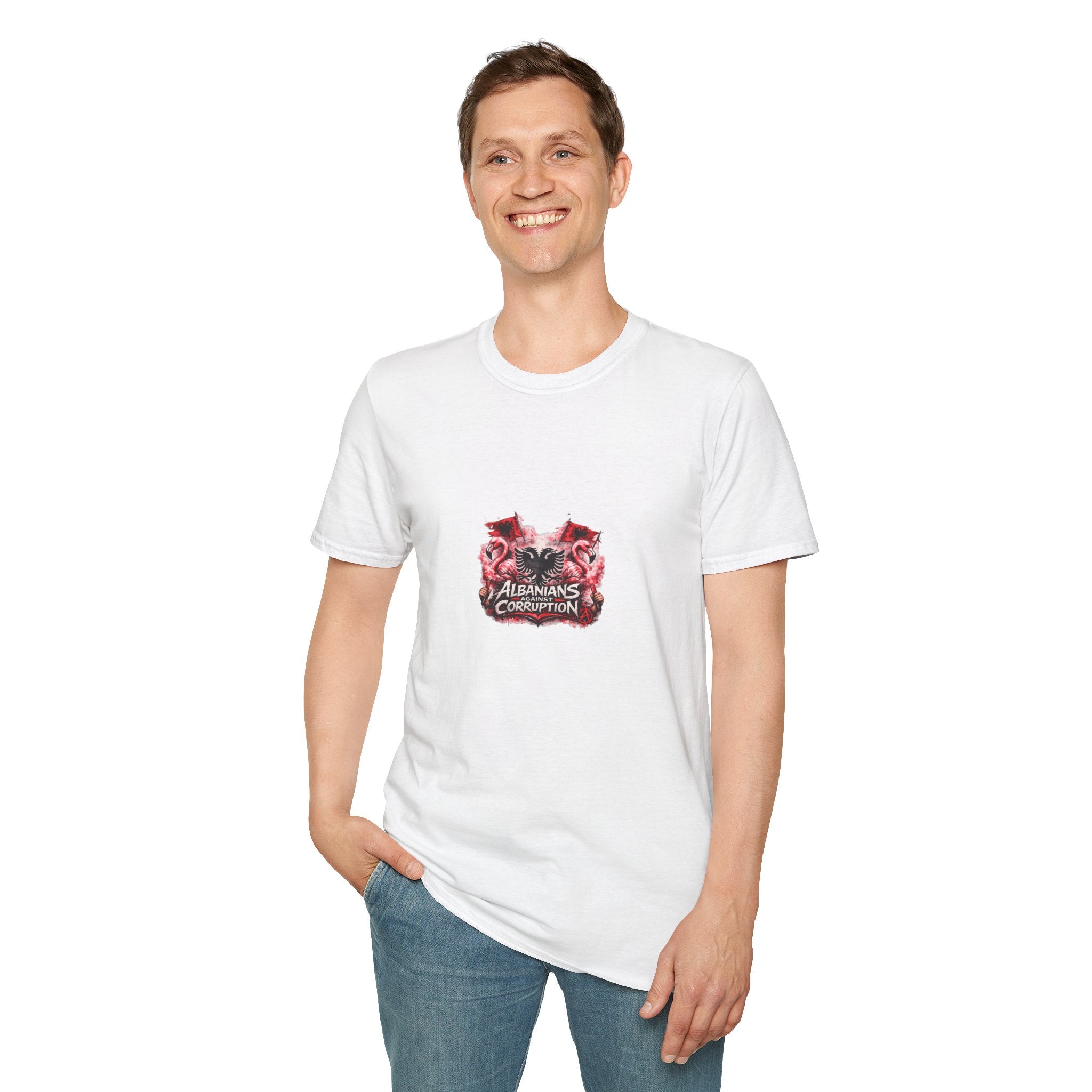 Unisex Softstyle T-Shirt - Albanians Against Corruption - Albanian Origins
