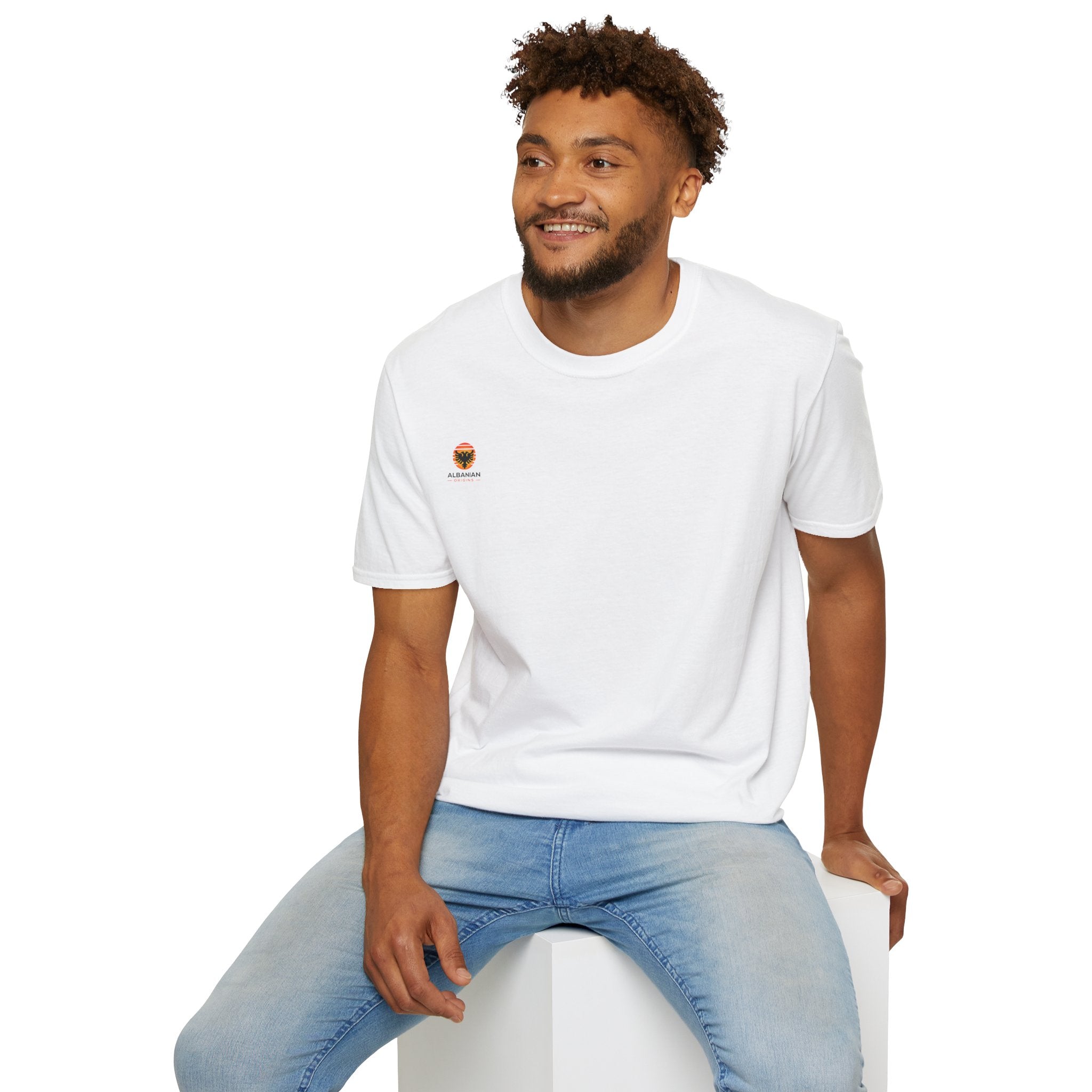Unisex Softstyle T-Shirt - Small Albanian Origins Sun Logo