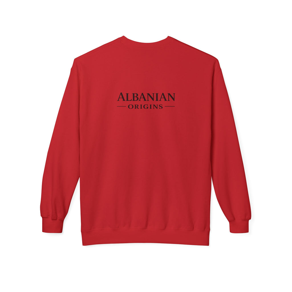 Unisex Midweight Softstyle Fleece Crewneck Sweatshirt - Tribal Eagle Design - Albanian Origins