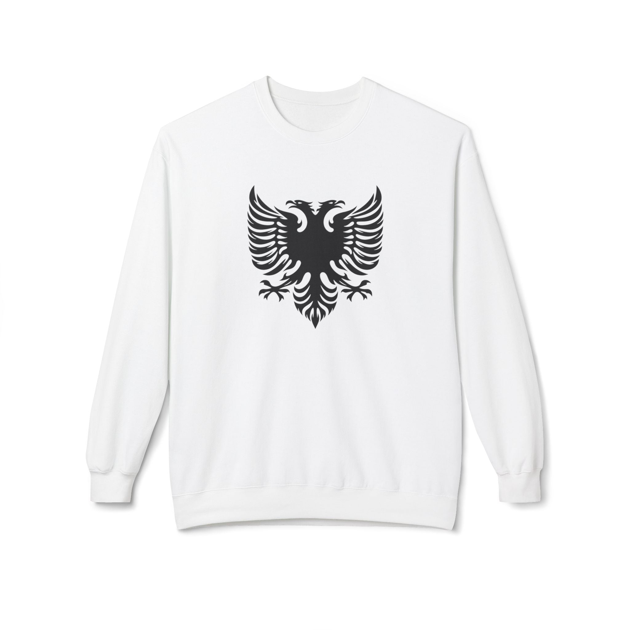 Unisex Midweight Softstyle Fleece Crewneck Sweatshirt - Tribal Eagle Design - Albanian Origins