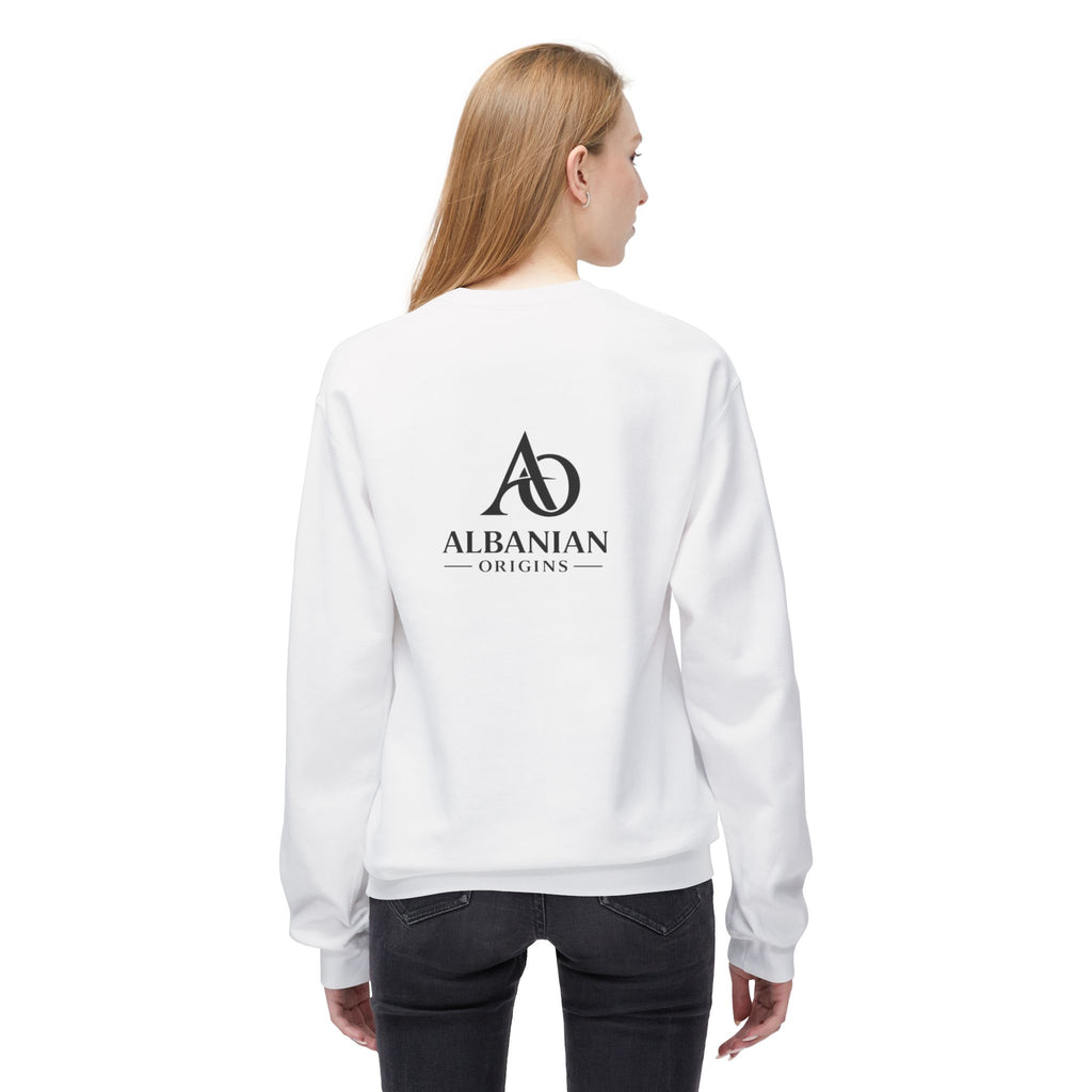 Unisex Midweight Softstyle Fleece Crewneck Sweatshirt - Tribal Eagle Design - Albanian Origins Logo