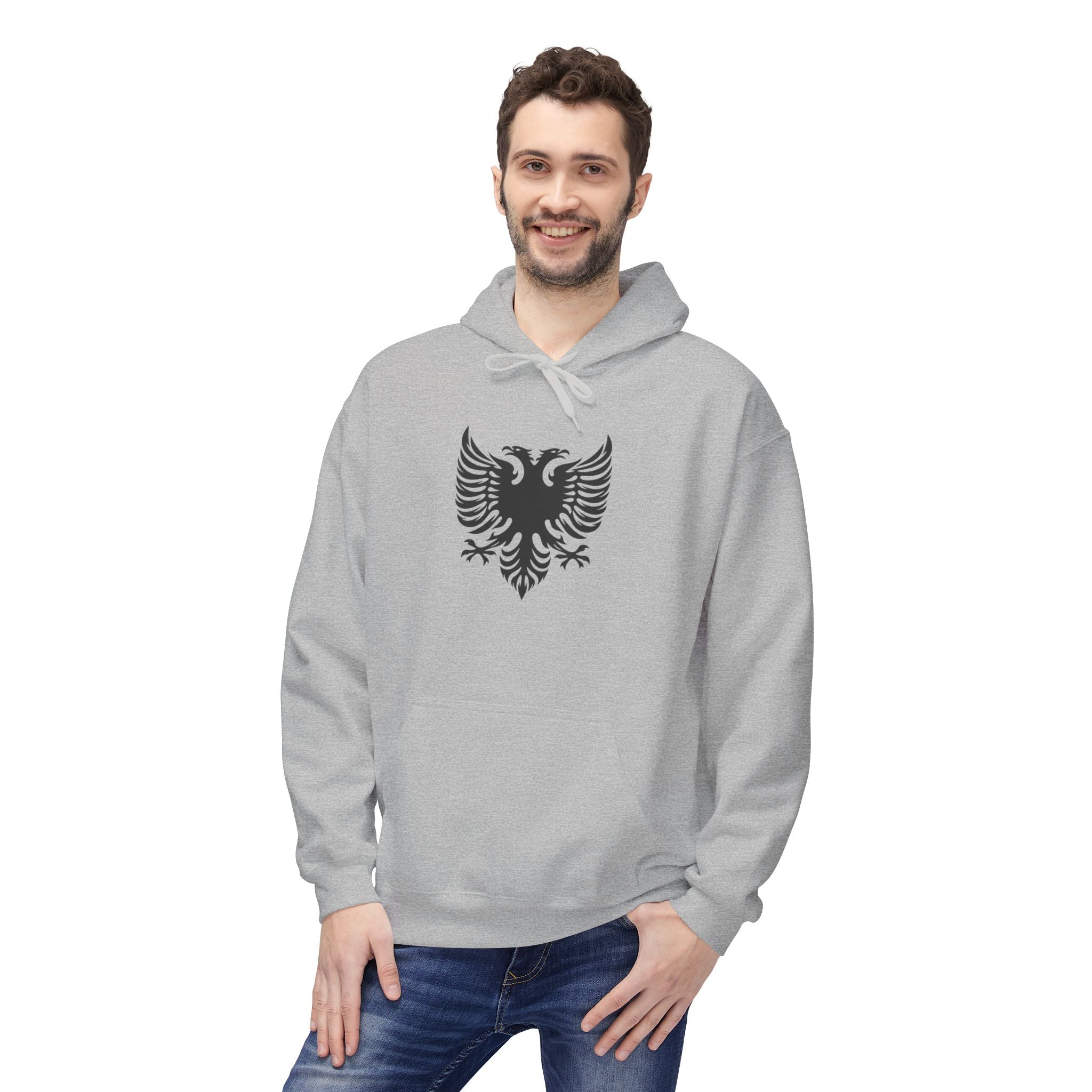 Unisex Midweight Softstyle Fleece Hoodie - Tribal Eagle Design - Albanian Origins