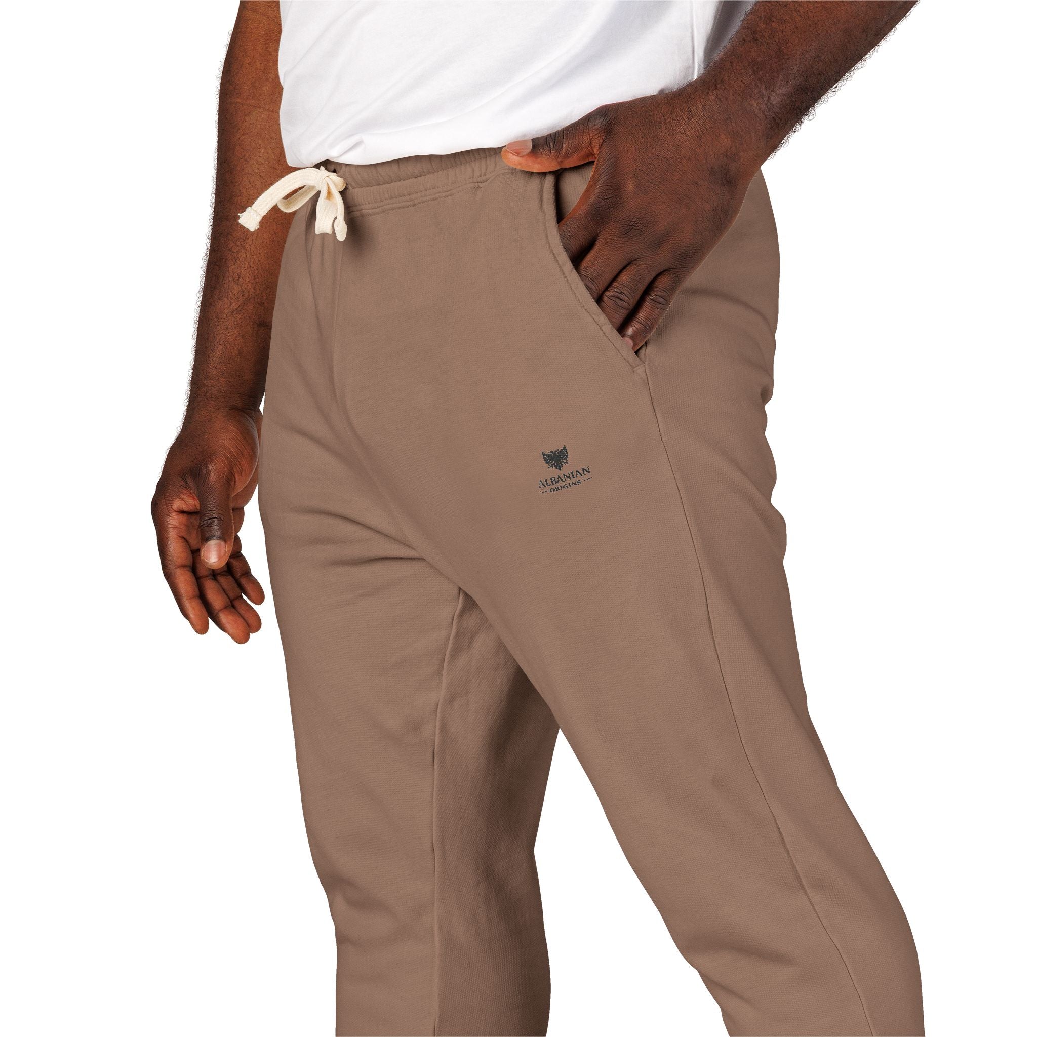 Unisex Garment-Dyed Fleece Sweatpants - Albanian Origins Eagle Design