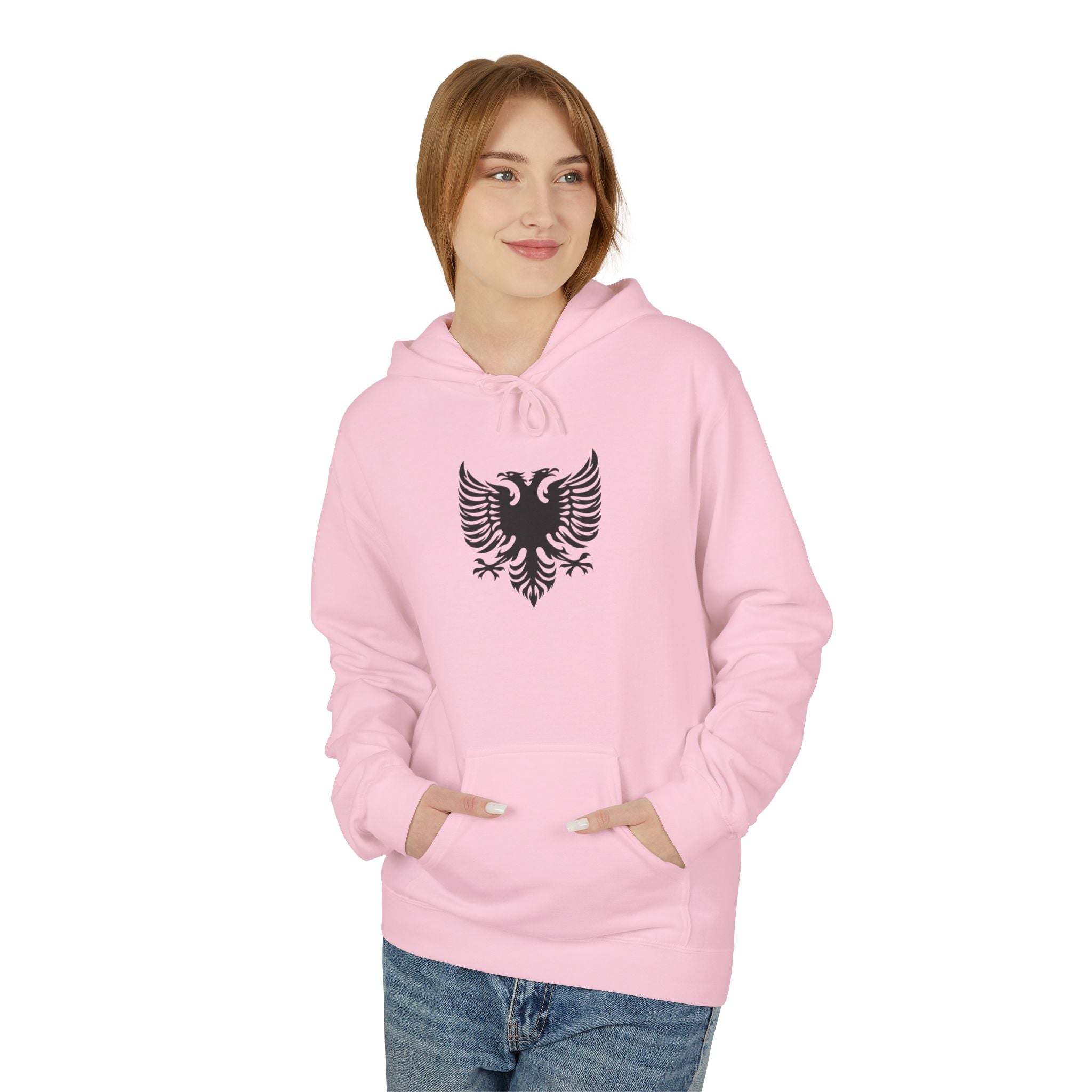 Unisex Midweight Softstyle Fleece Hoodie - Tribal Eagle Design - Albanian Origins
