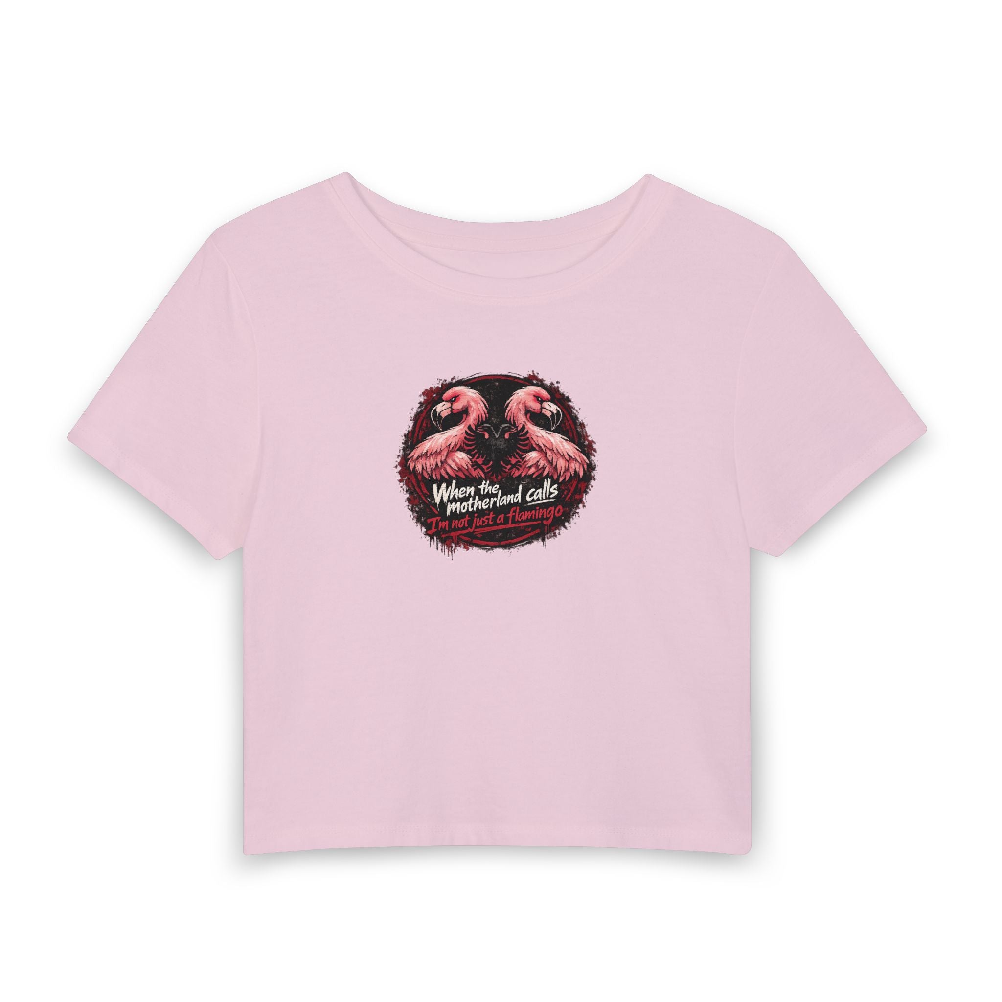 Women's Baby Tee -Flamingo Revolution - Albanian Origins