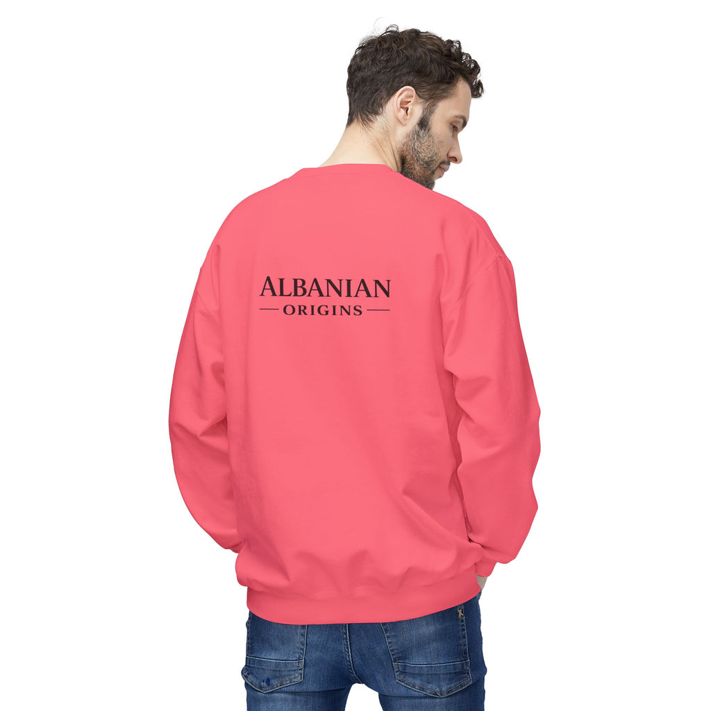 Unisex Midweight Softstyle Fleece Crewneck Sweatshirt - Tribal Eagle Design - Albanian Origins