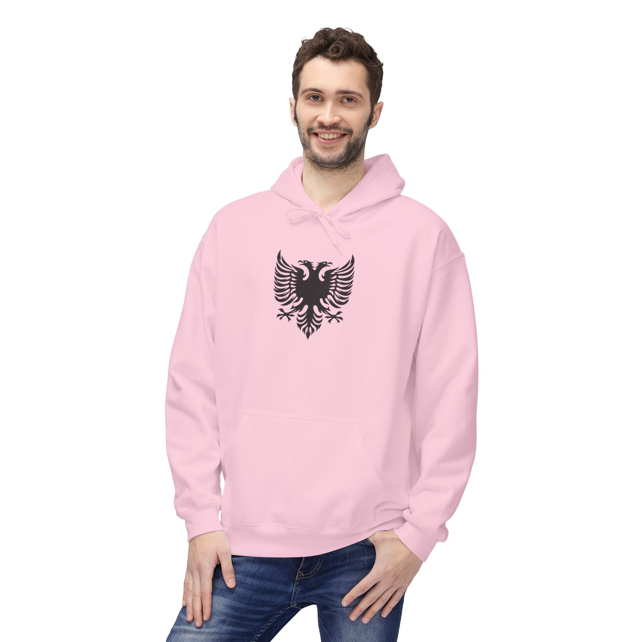 Unisex Midweight Softstyle Fleece Hoodie - Tribal Eagle Design - Albanian Origins