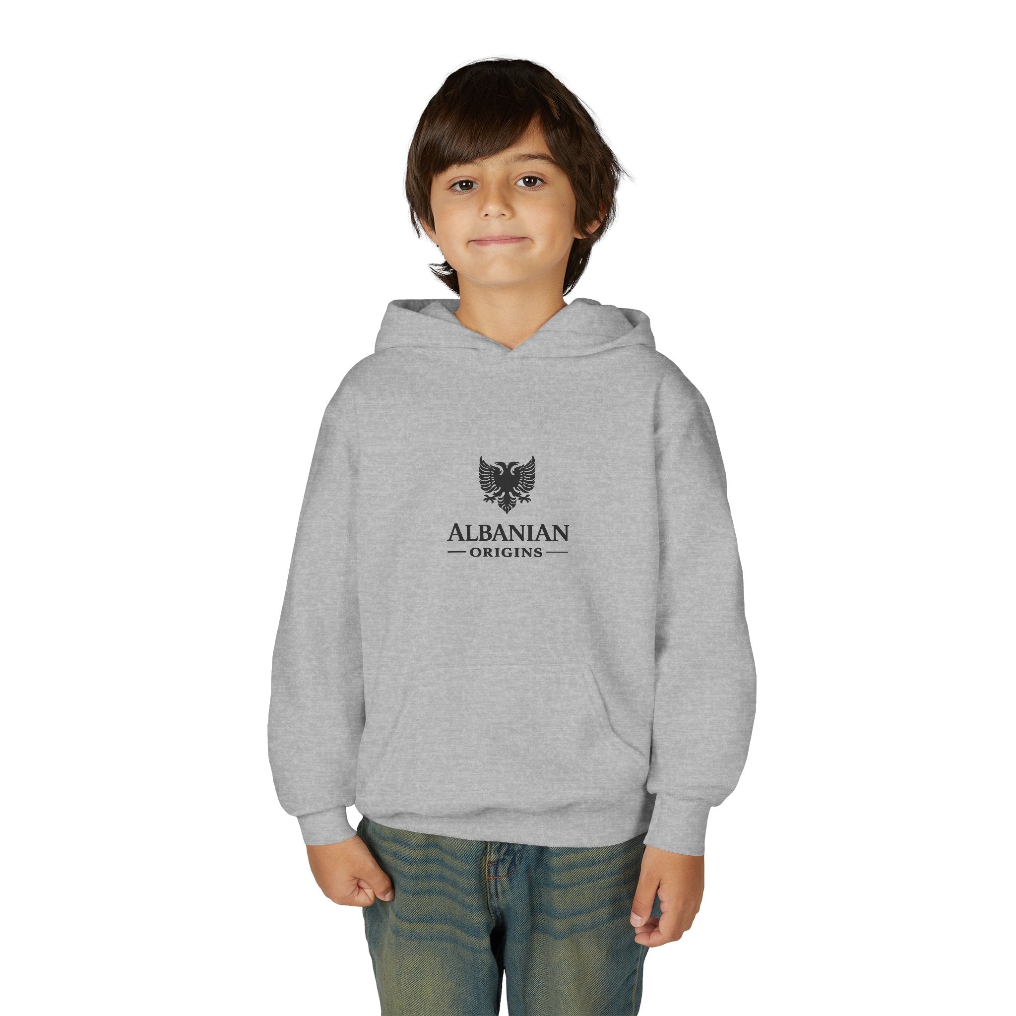 Youth Heavy Blend Hooded Sweatshirt - Albanian Origins Eagle