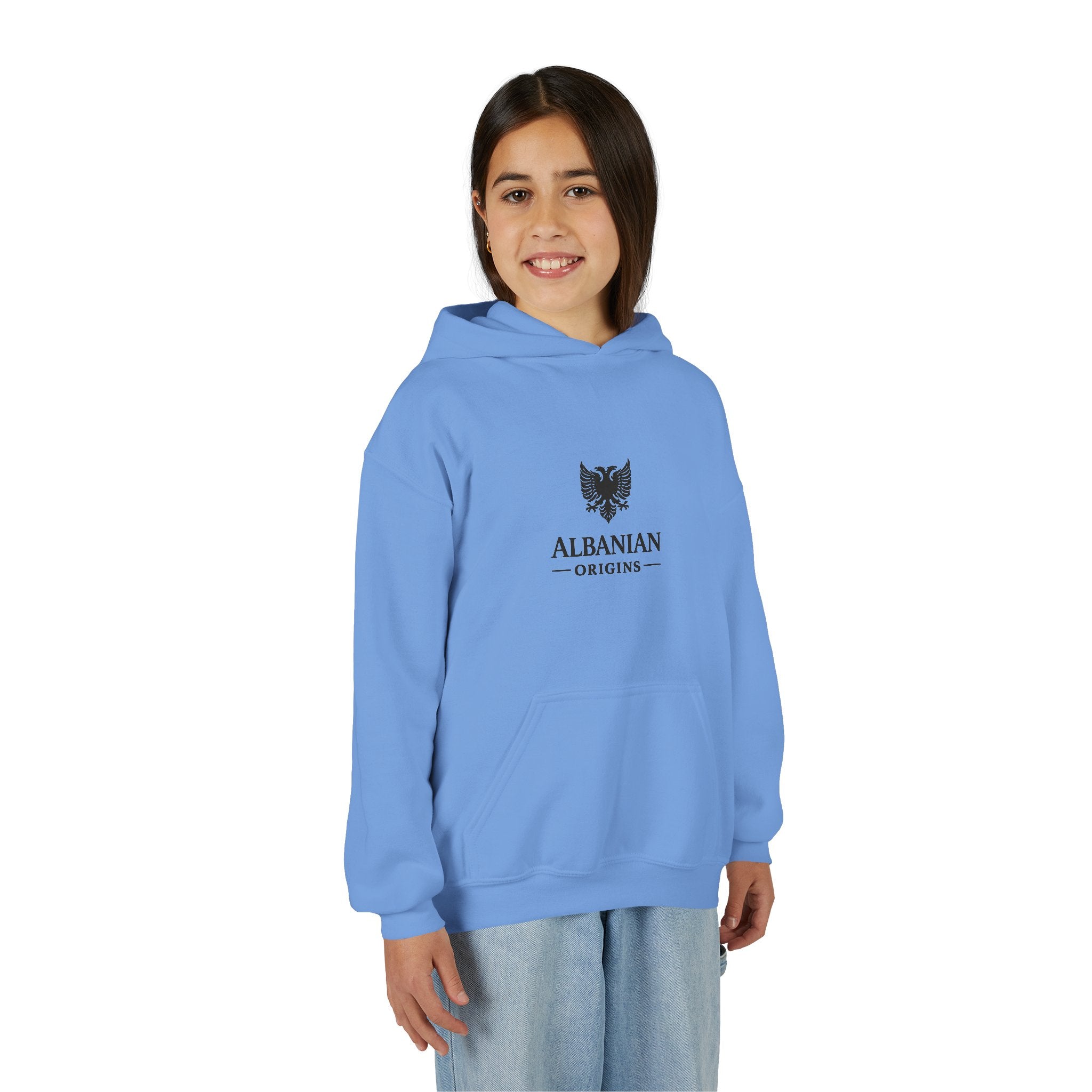 Youth Heavy Blend Hooded Sweatshirt - Albanian Origins Eagle
