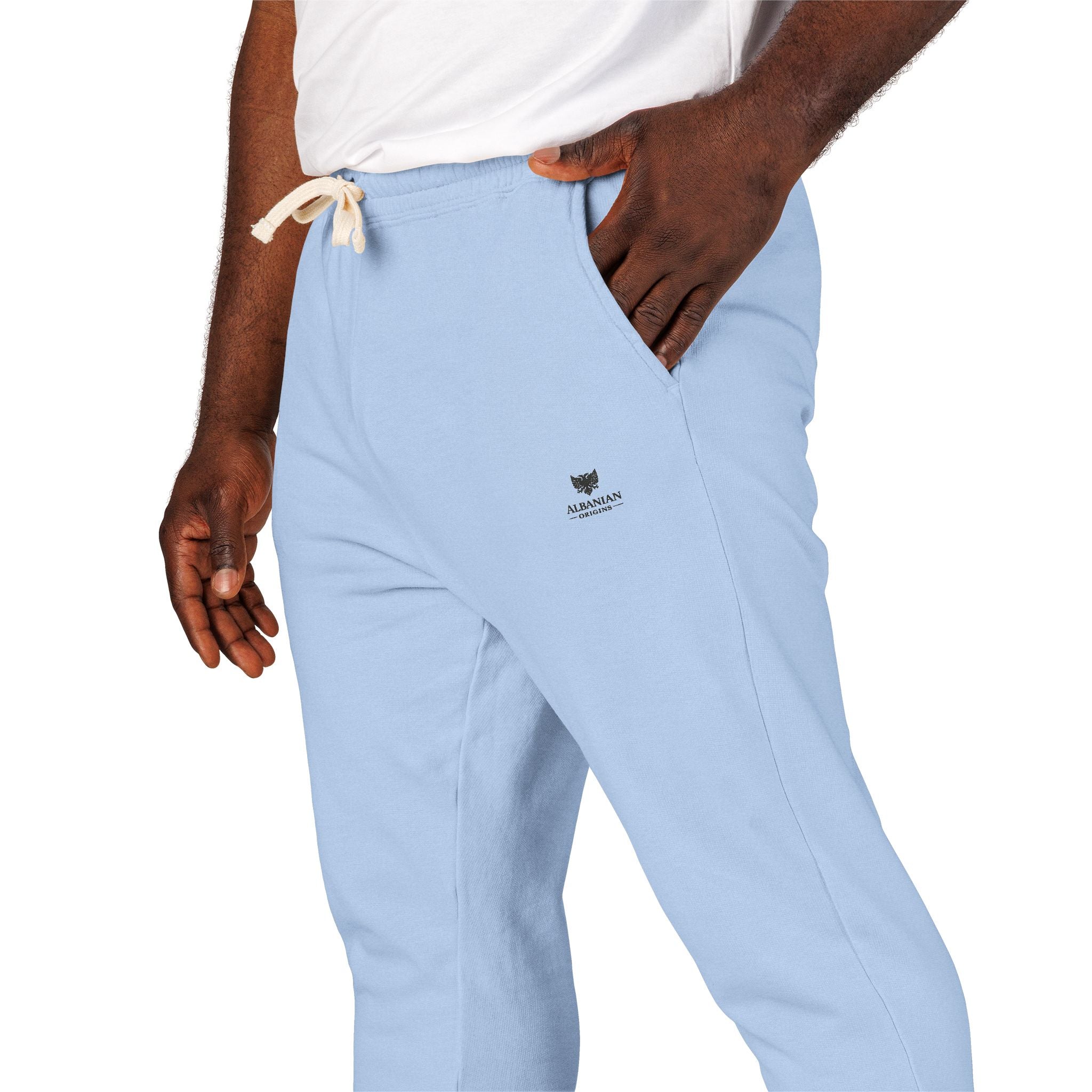 Unisex Garment-Dyed Fleece Sweatpants - Albanian Origins Eagle Design