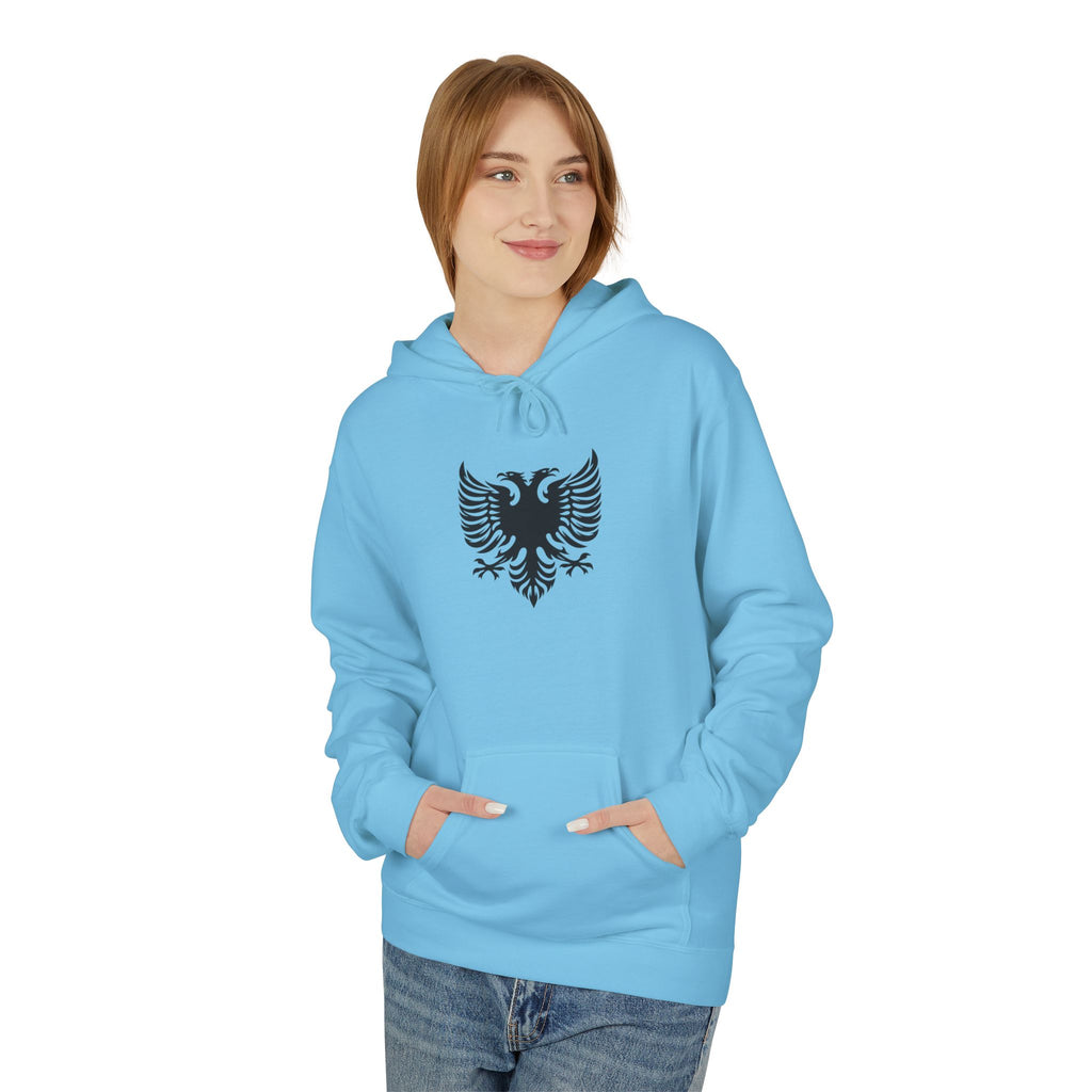 Unisex Midweight Softstyle Fleece Hoodie - Tribal Eagle Design - Albanian Origins