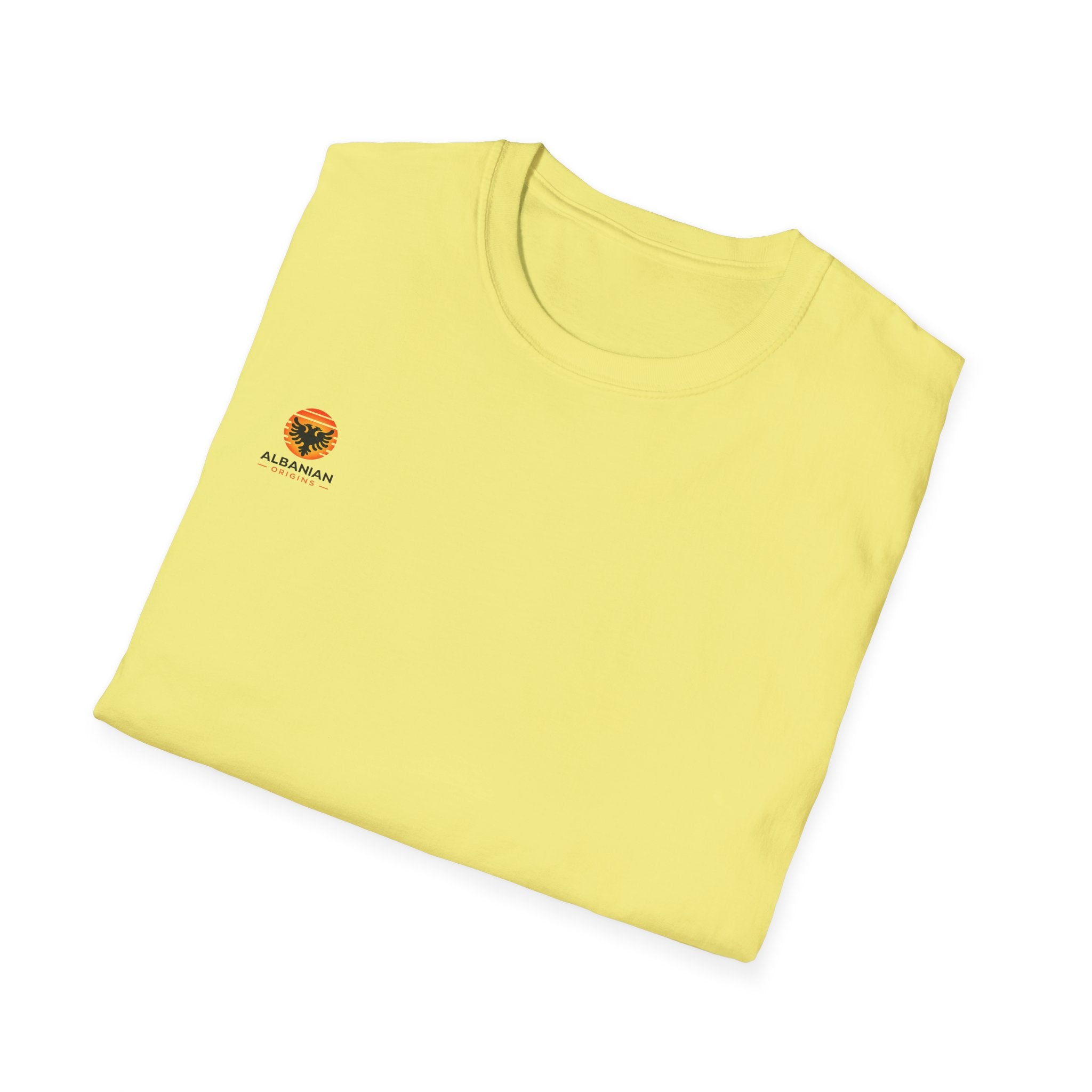 Unisex Softstyle T-Shirt - Small Albanian Origins Sun Logo
