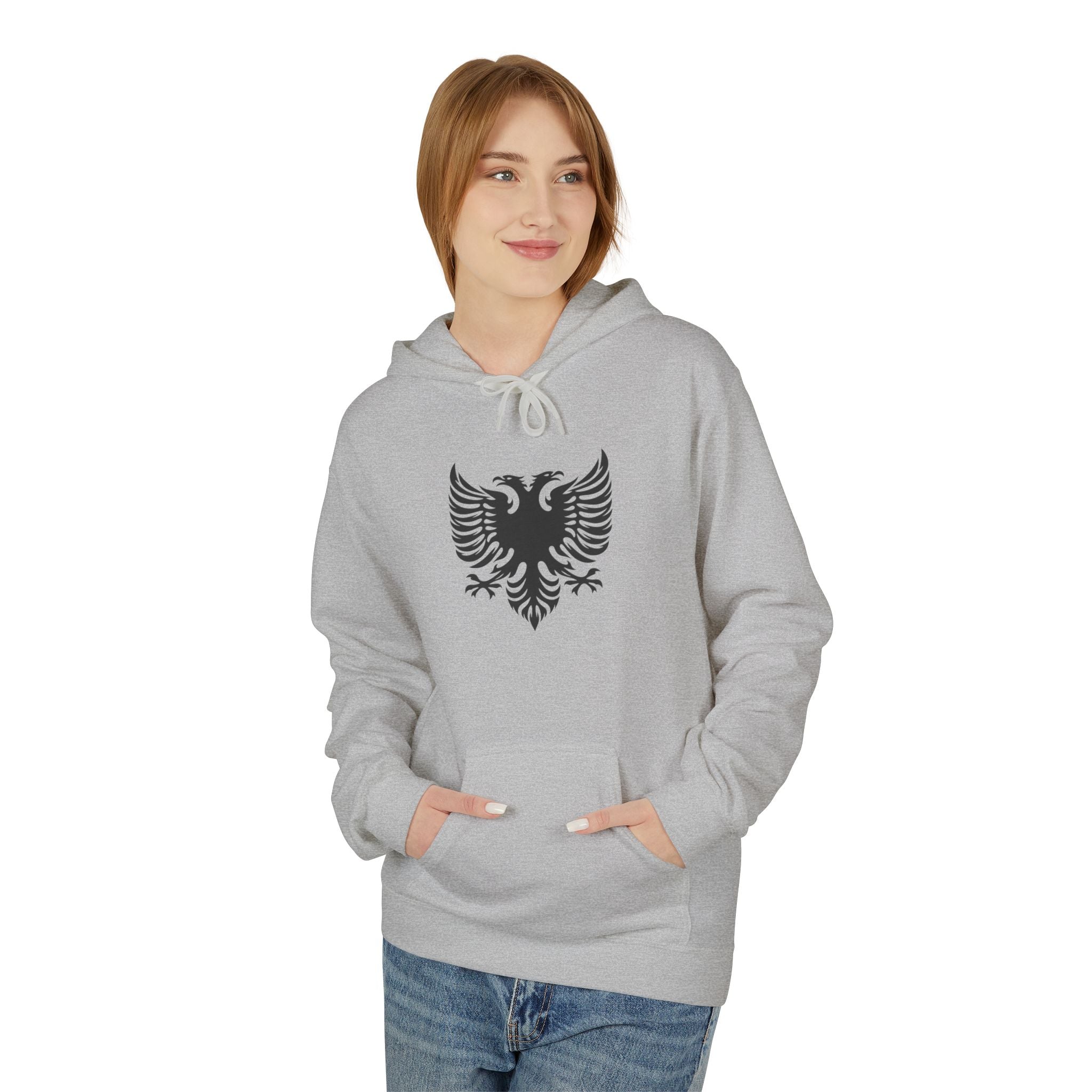 Unisex Midweight Softstyle Fleece Hoodie - Tribal Eagle Design - Albanian Origins