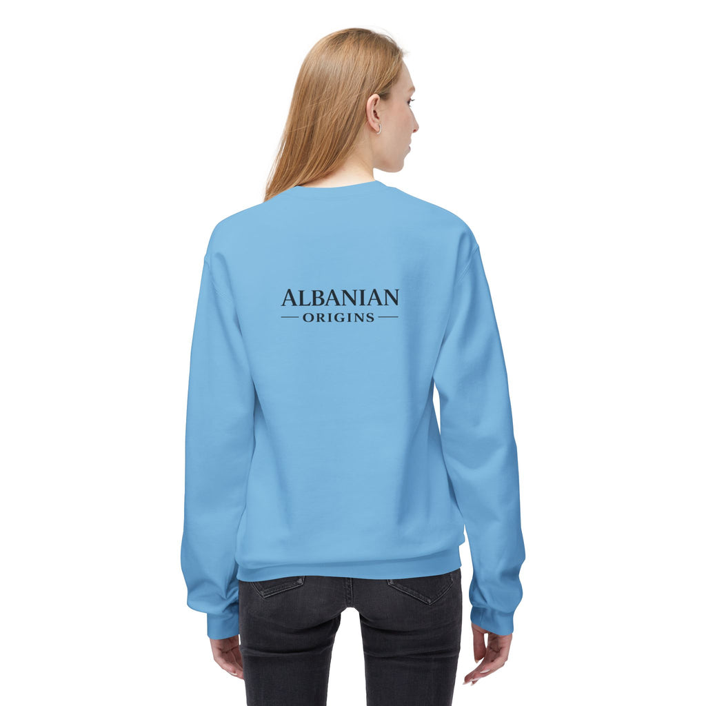 Unisex Midweight Softstyle Fleece Crewneck Sweatshirt - Tribal Eagle Design - Albanian Origins