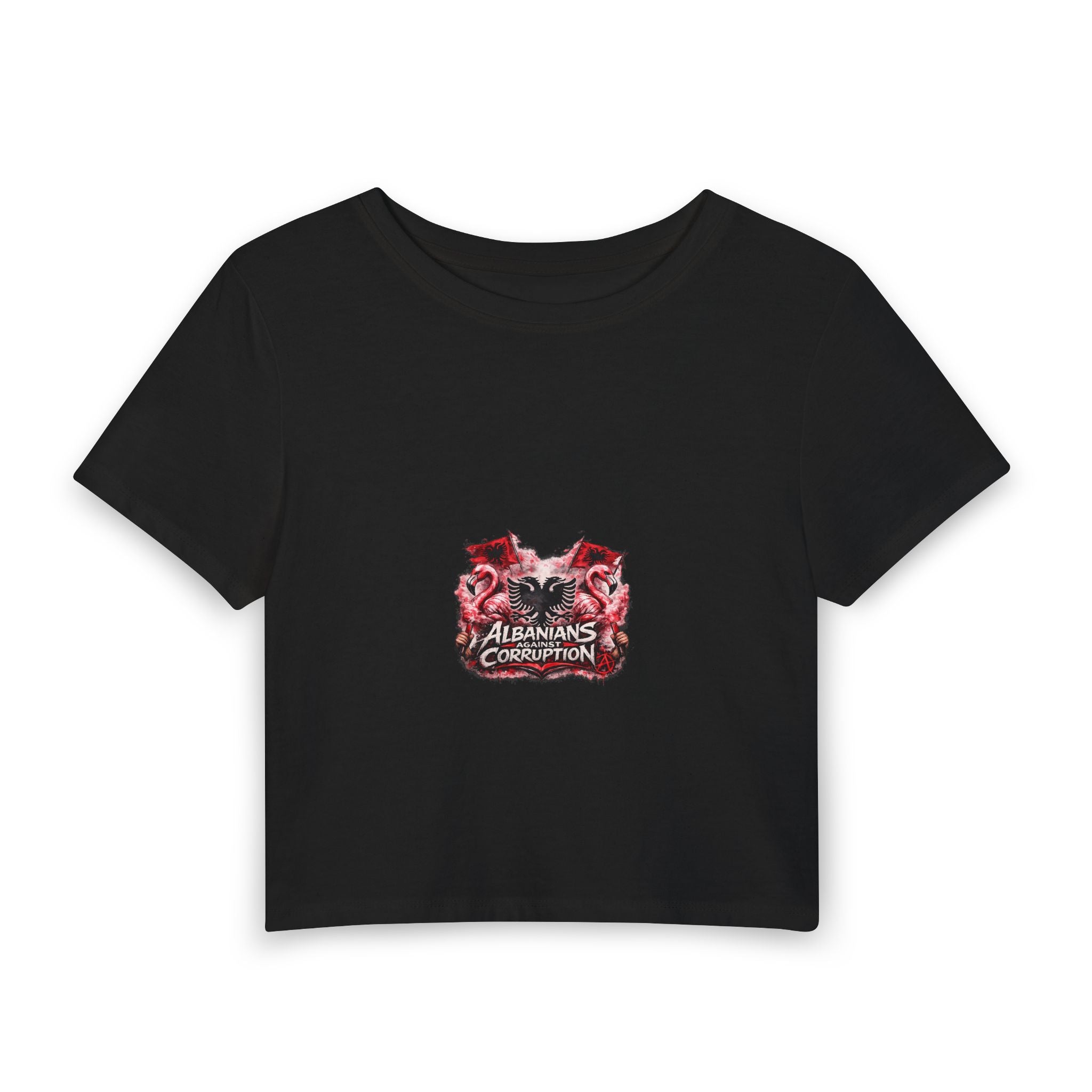 Women's Baby Tee - Albanians Against Corruption - Albanian Origins