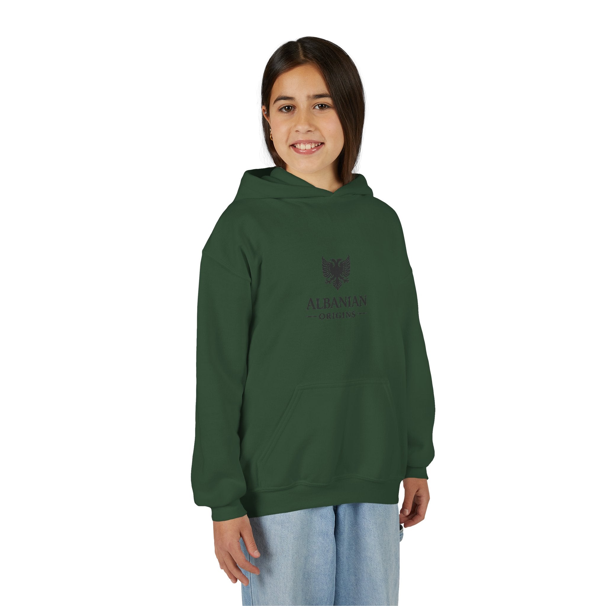 Youth Heavy Blend Hooded Sweatshirt - Albanian Origins Eagle