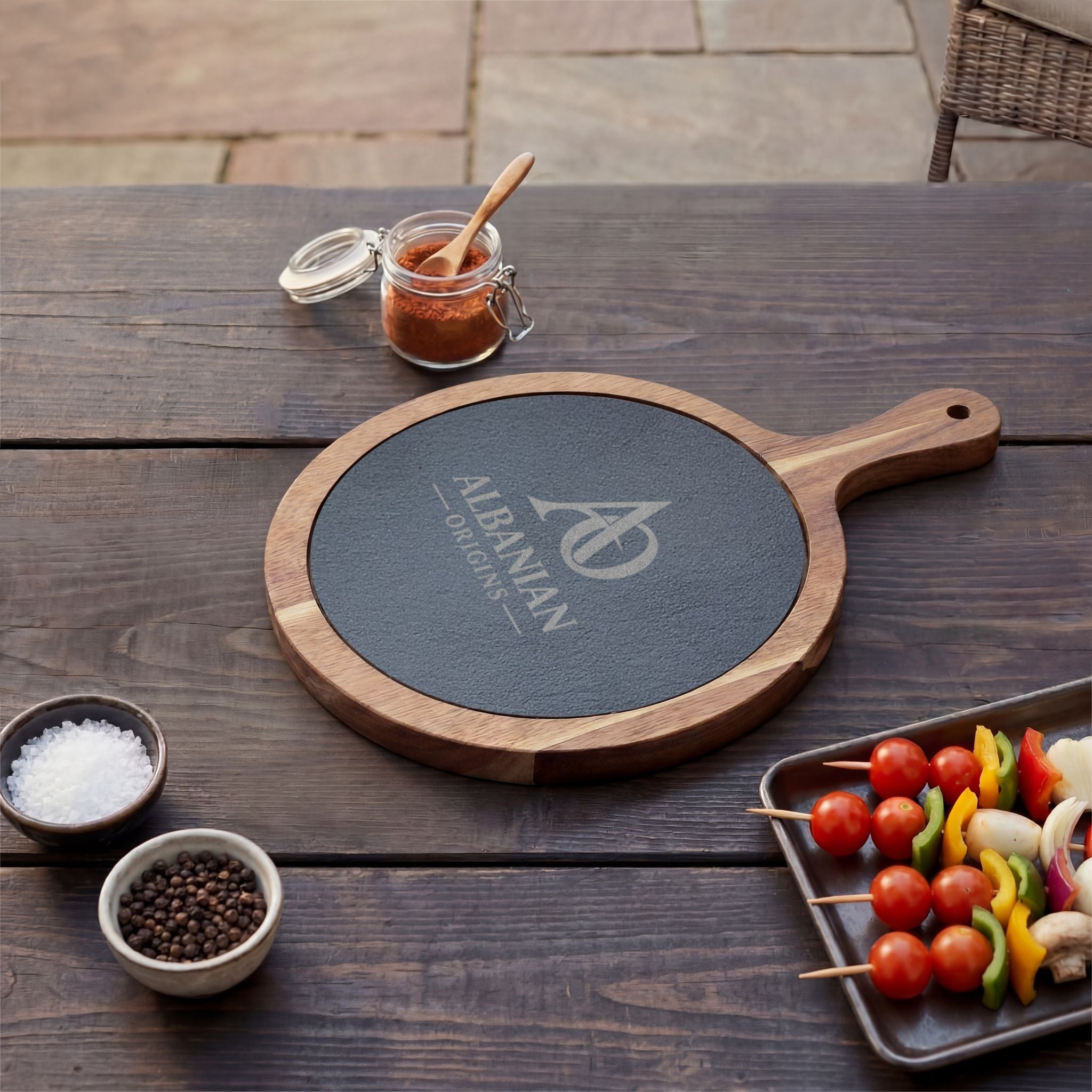 Charcuterie Board (Engraving) - Albanian Origins Logo