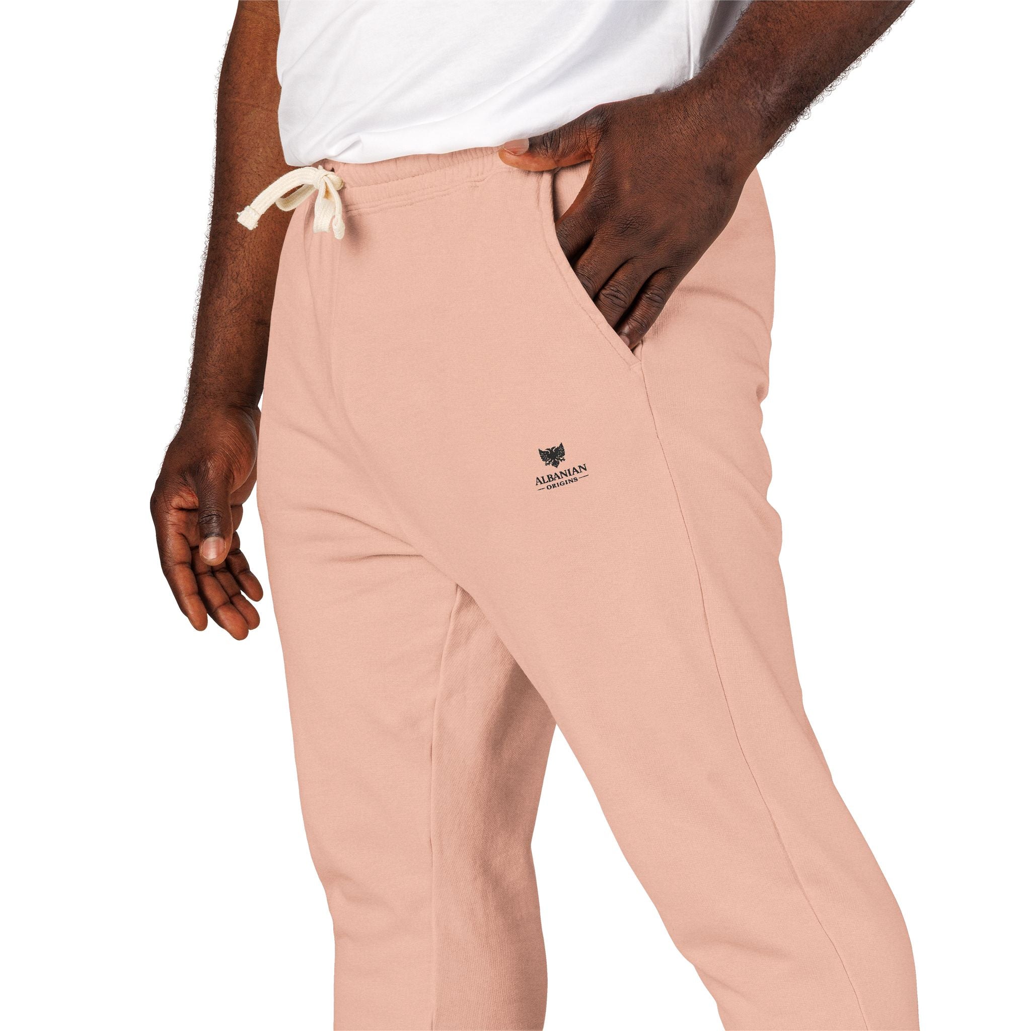 Unisex Garment-Dyed Fleece Sweatpants - Albanian Origins Eagle Design