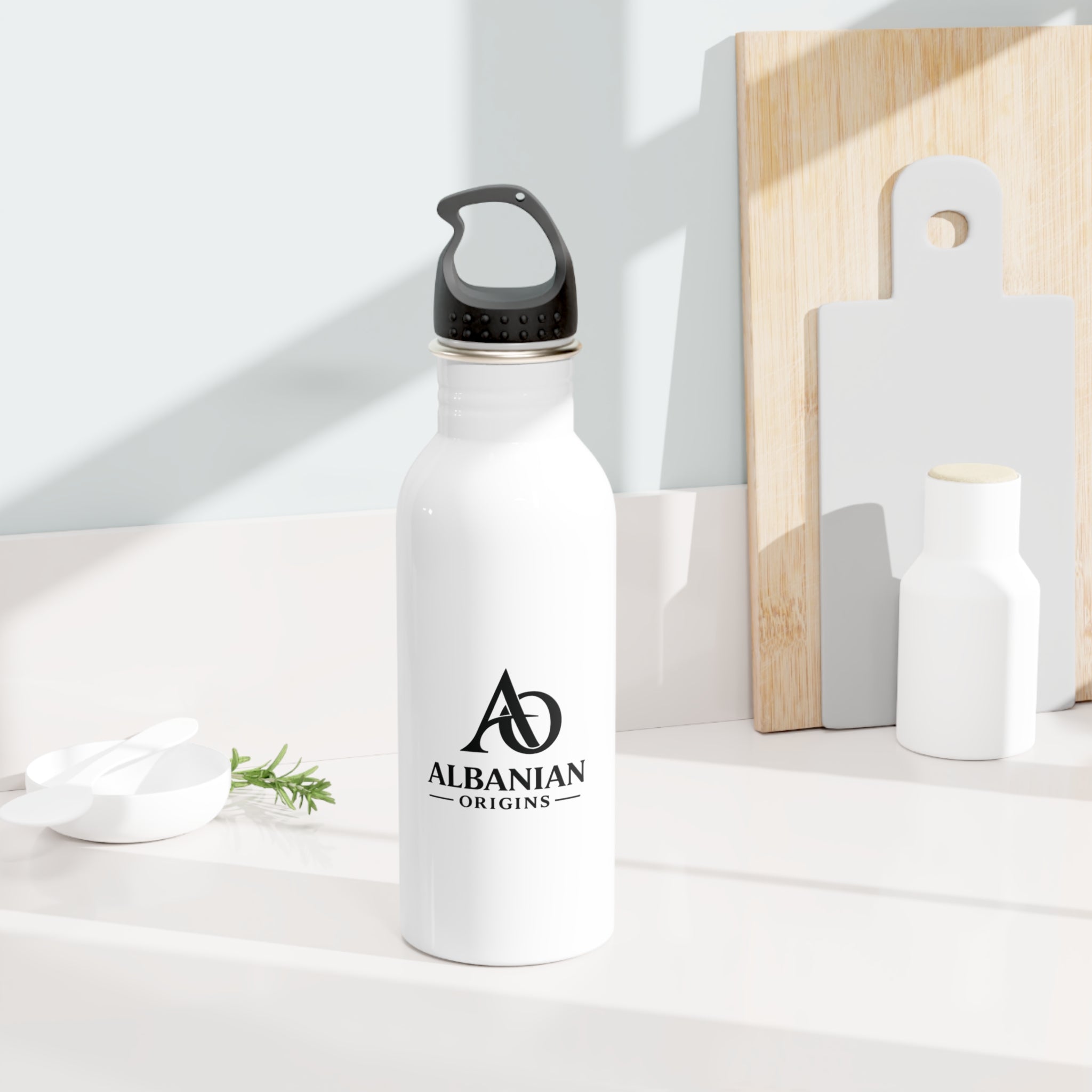Stainless Steel Water Bottle - Albanian Origins Logo