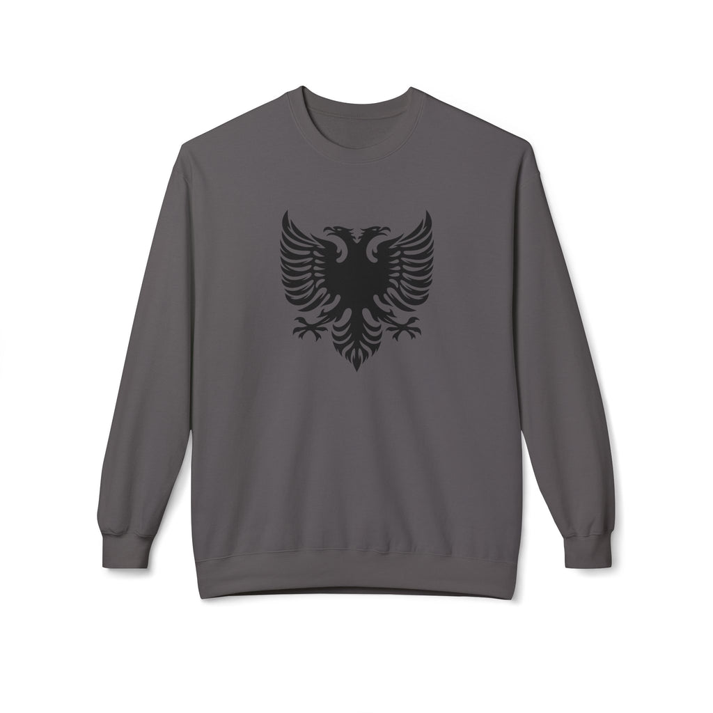 Unisex Midweight Softstyle Fleece Crewneck Sweatshirt - Tribal Eagle Design - Albanian Origins