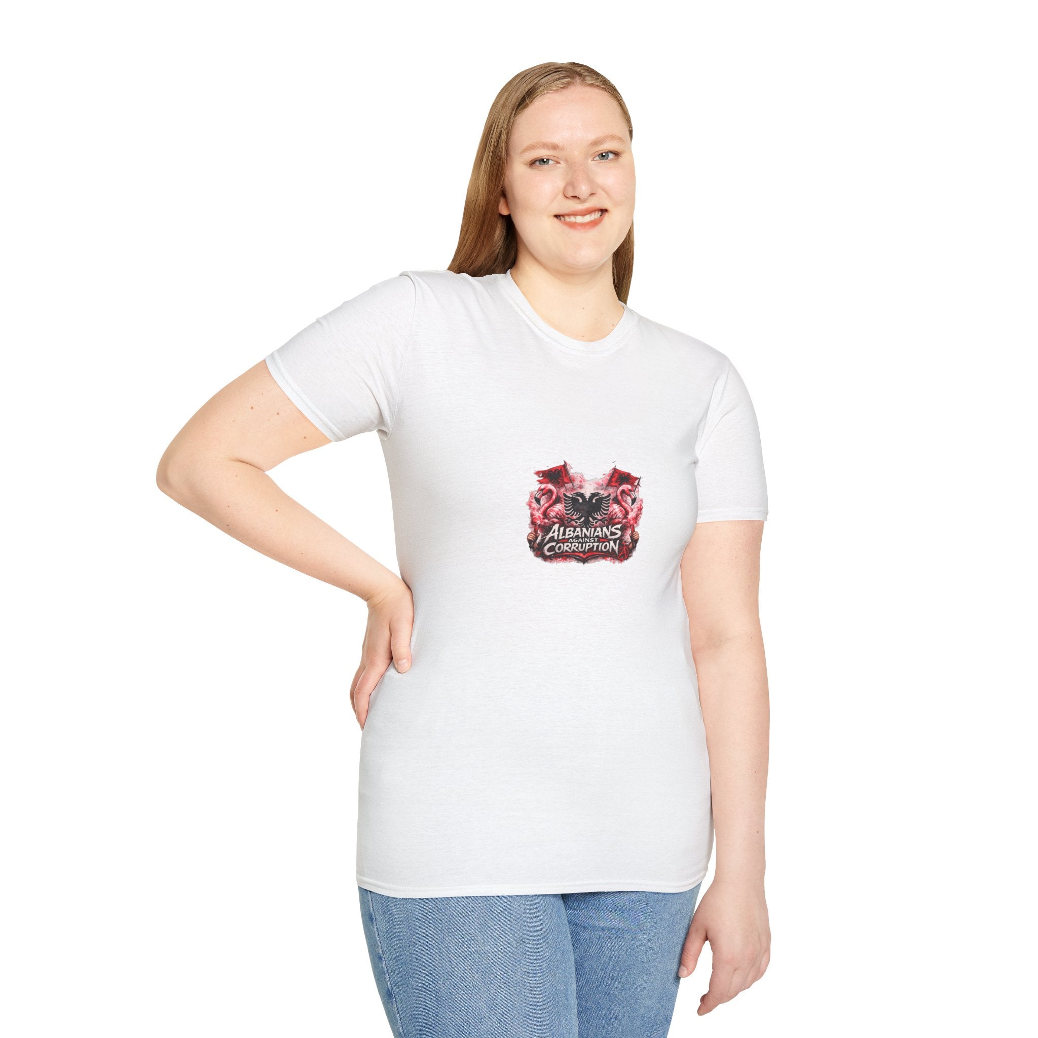 Unisex Softstyle T-Shirt - Albanians Against Corruption - Albanian Origins