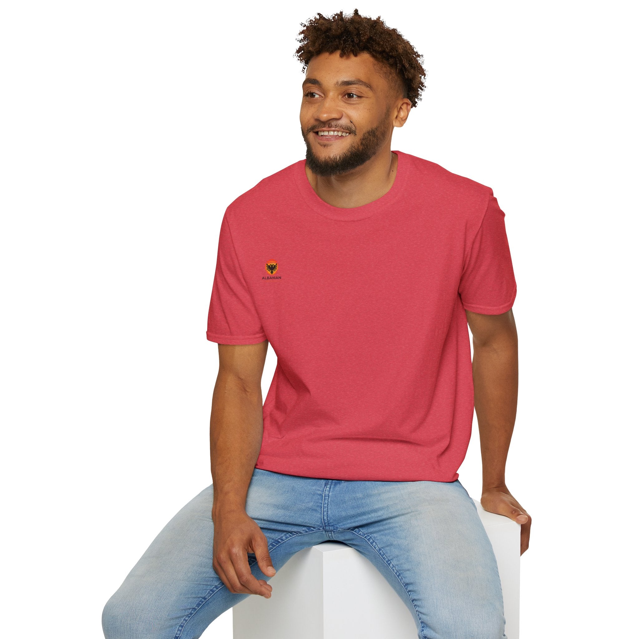 Unisex Softstyle T-Shirt - Small Albanian Origins Sun Logo